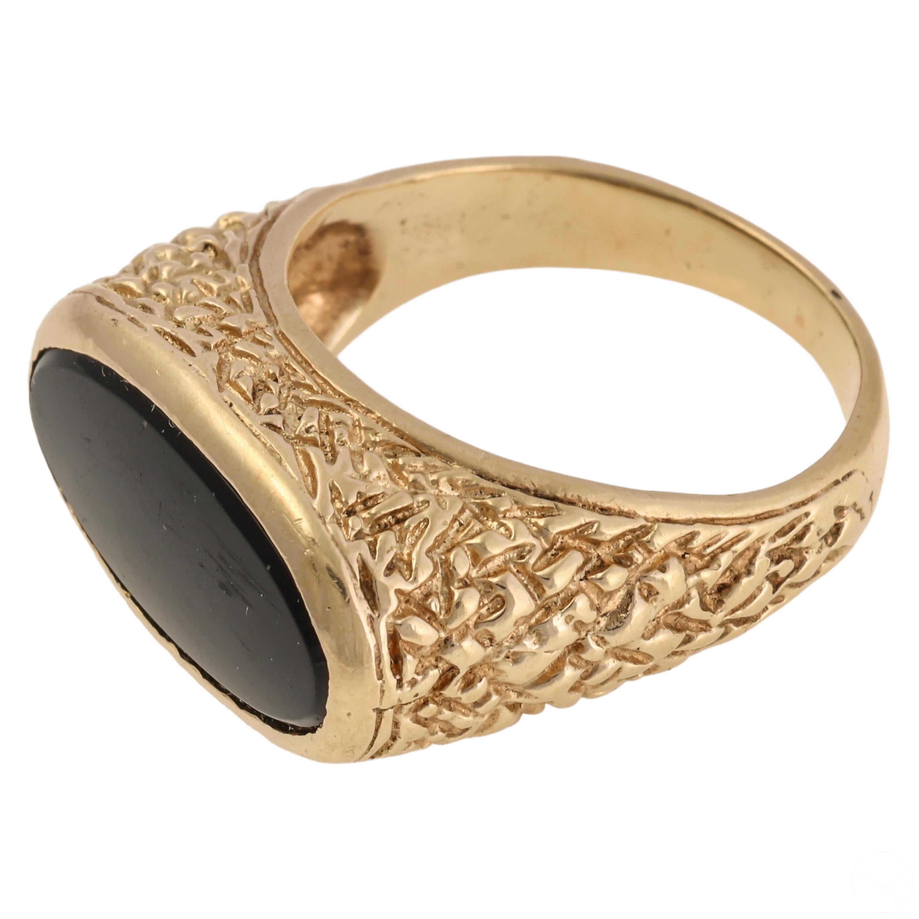 mens black onyx ring 14k