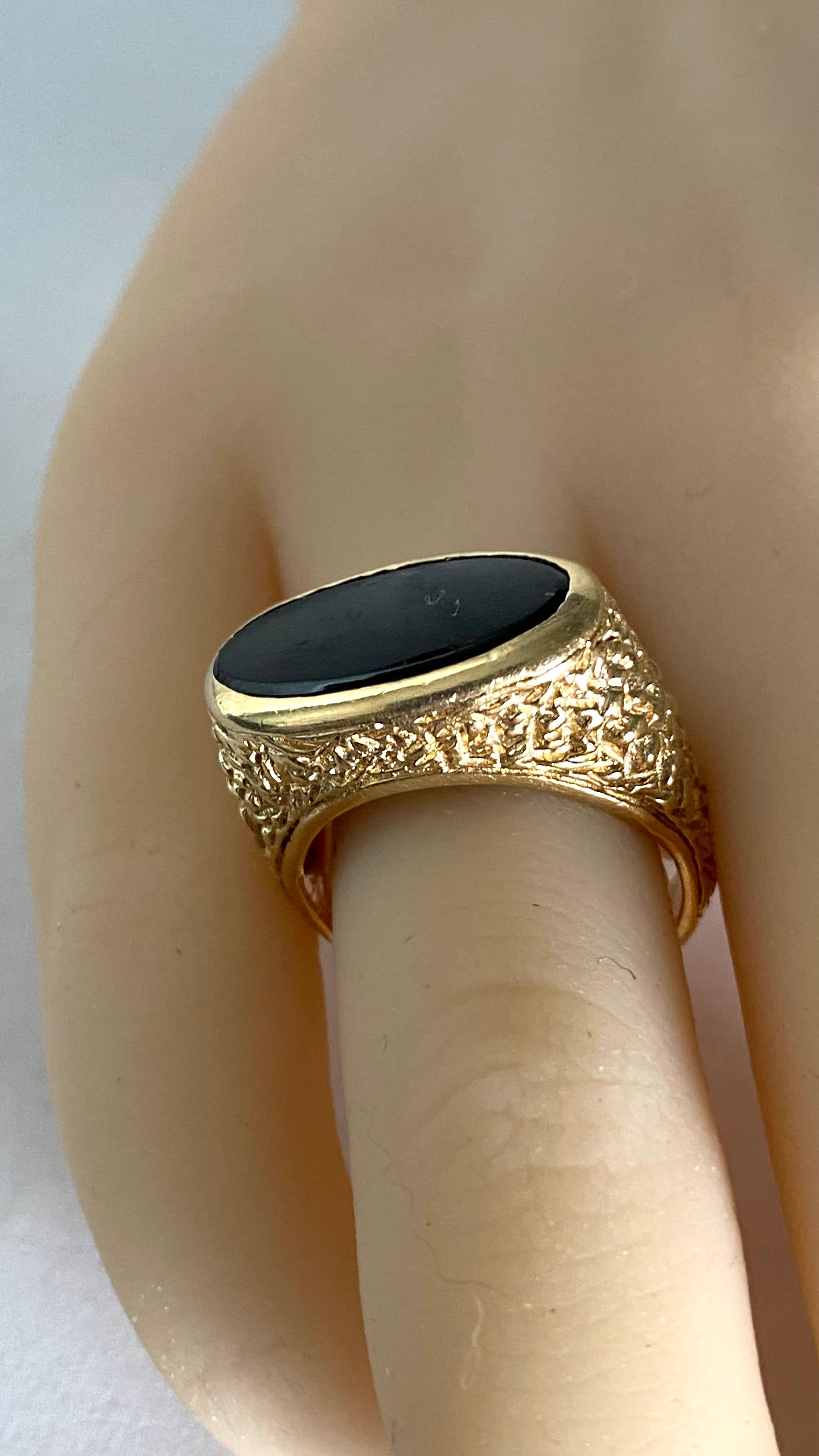 Men's Vintage 14k Yellow Gold Black Onyx Ring Size 8 1