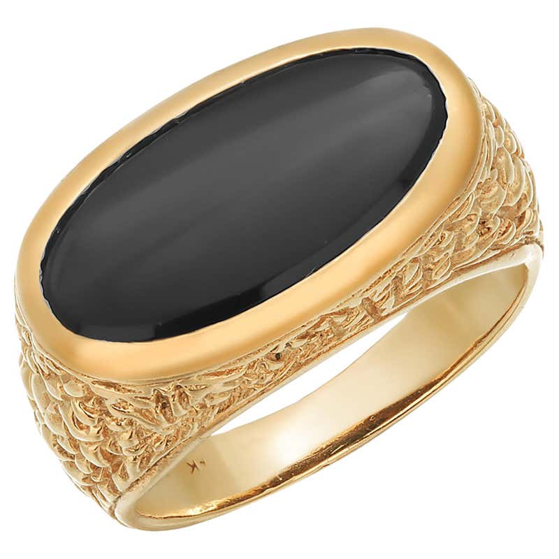 14k Yellow Gold Black Onyx Men's Ring For Sale at 1stDibs | black onyx ...