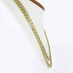 Mens Vintage 18k TT Gold Curb & Rectangular Open Link Chain Necklace