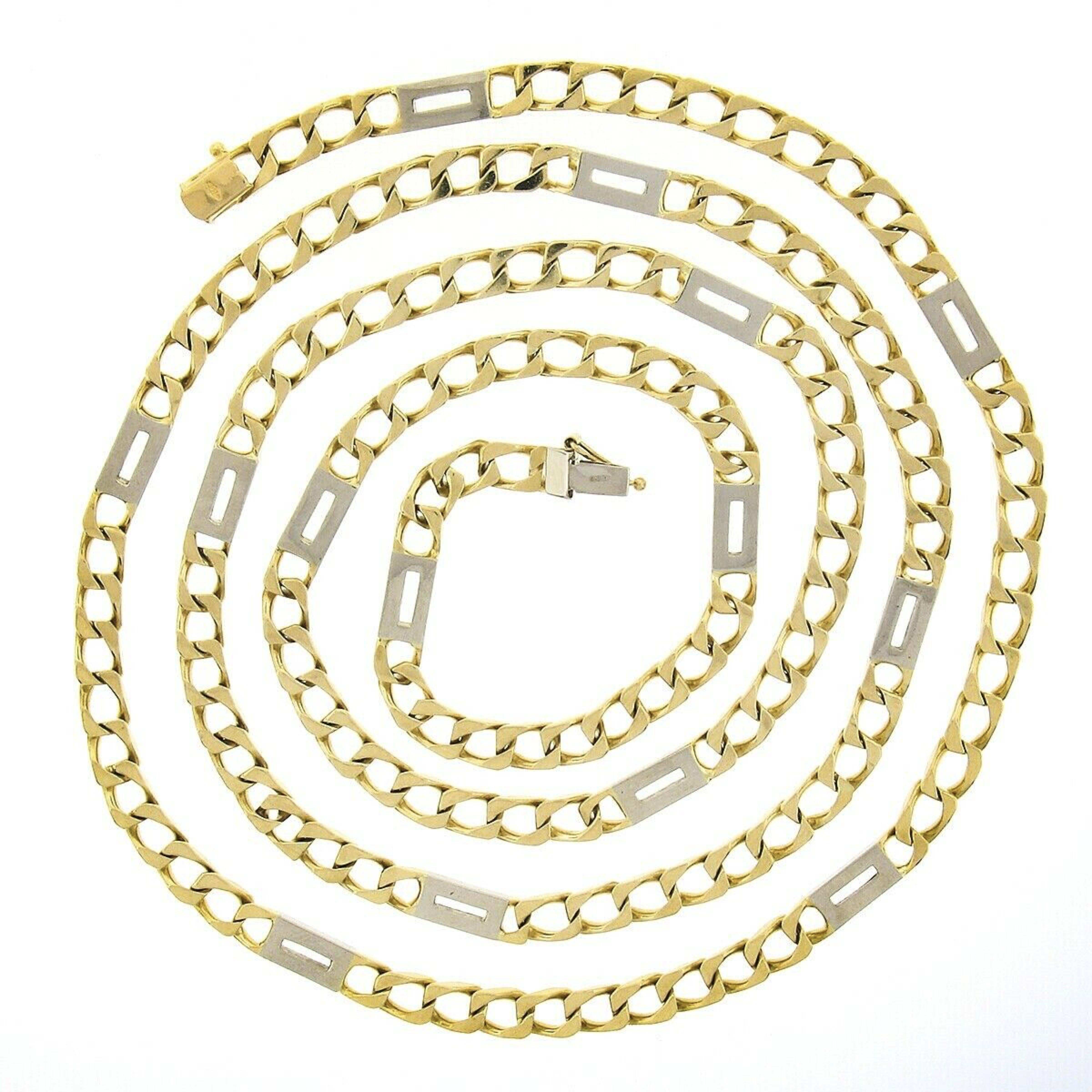 Herren Vintage 18k TT Gold Curb & Rechteckige Offene Link Kette Halskette im Zustand „Gut“ im Angebot in Montclair, NJ