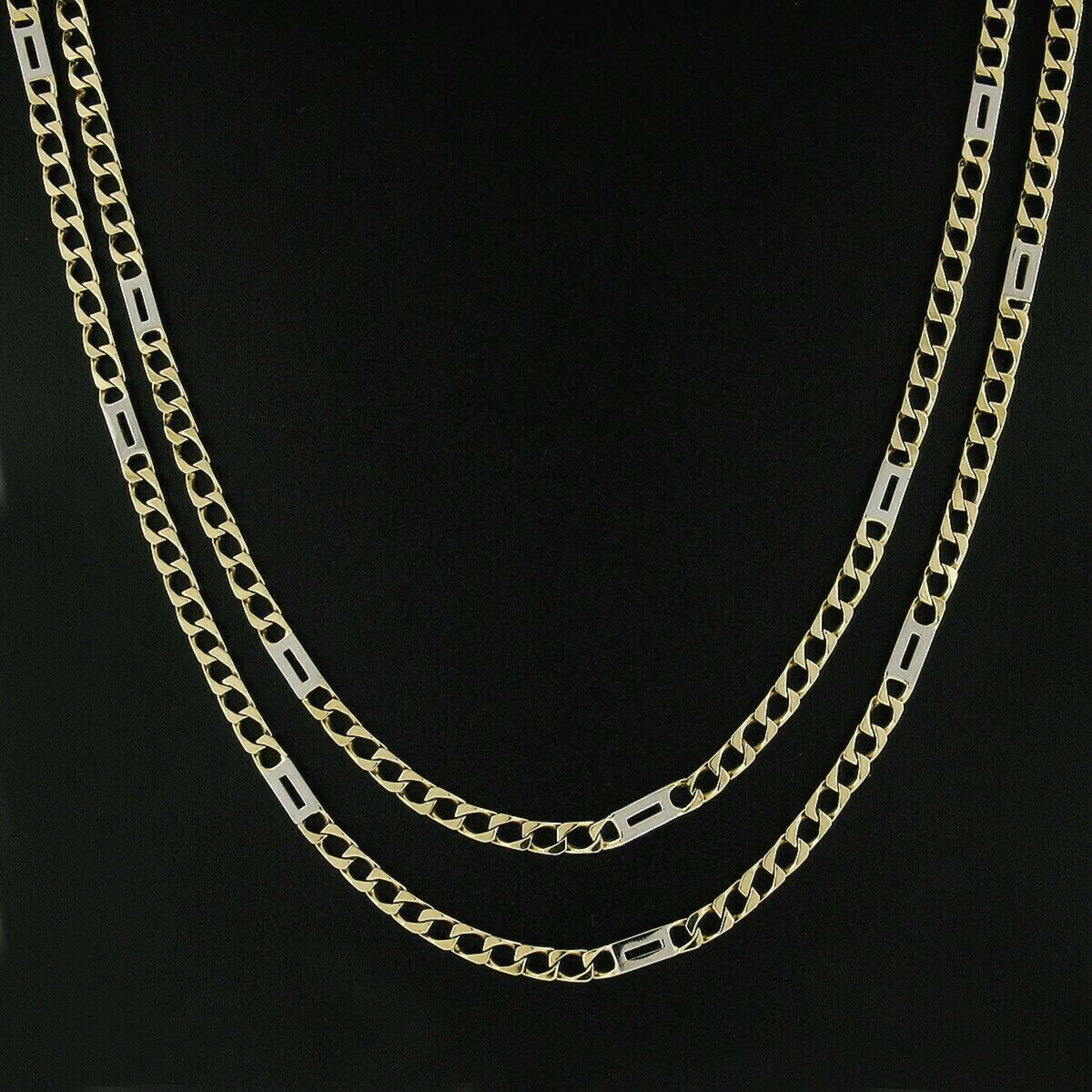 Herren Vintage 18k TT Gold Curb & Rechteckige Offene Link Kette Halskette für Damen oder Herren im Angebot