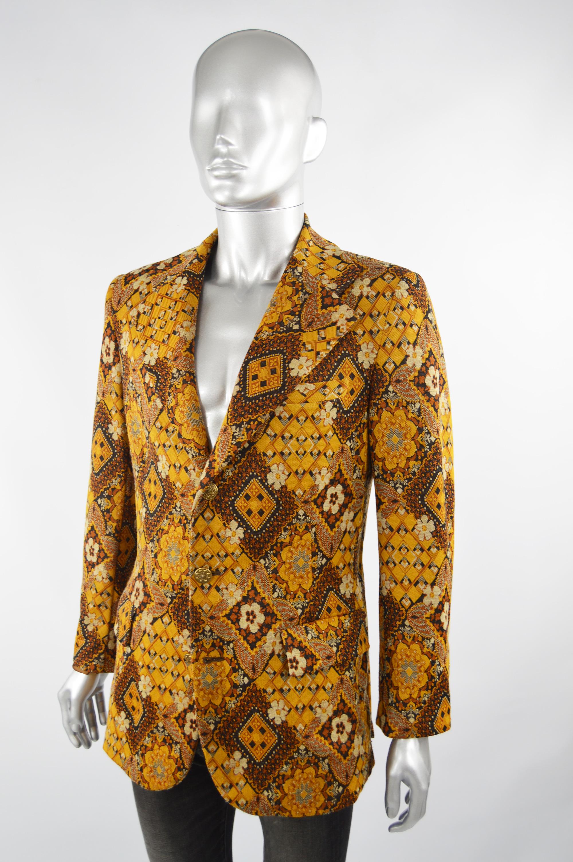 Mens Vintage 1970s Fashion Tapestry Patterned Blazer For Sale at ...