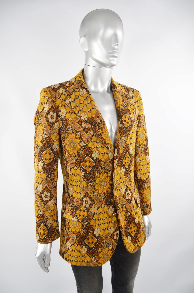 Mens Vintage 1970s Fashion Tapestry Patterned Blazer For Sale at ...