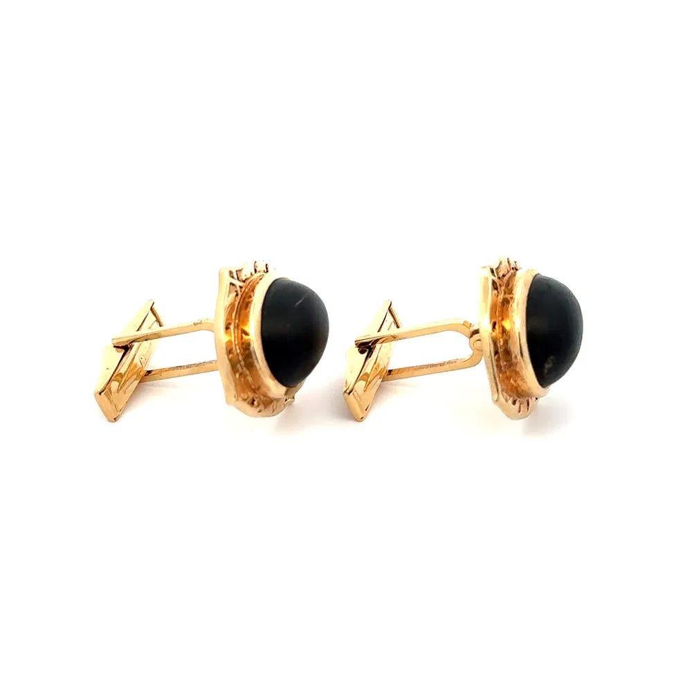 Men’s Vintage 5 Piece Ebony and Gold Cufflinks and Stud Set For Sale 1