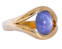 Men's Vintage 6.00 Carat Star Sapphire 18 Karat Gold Ring