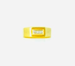 Men’s Vintage Bolt Design 0.18 Carat Princess Cut Diamonds Ring 14k Gold