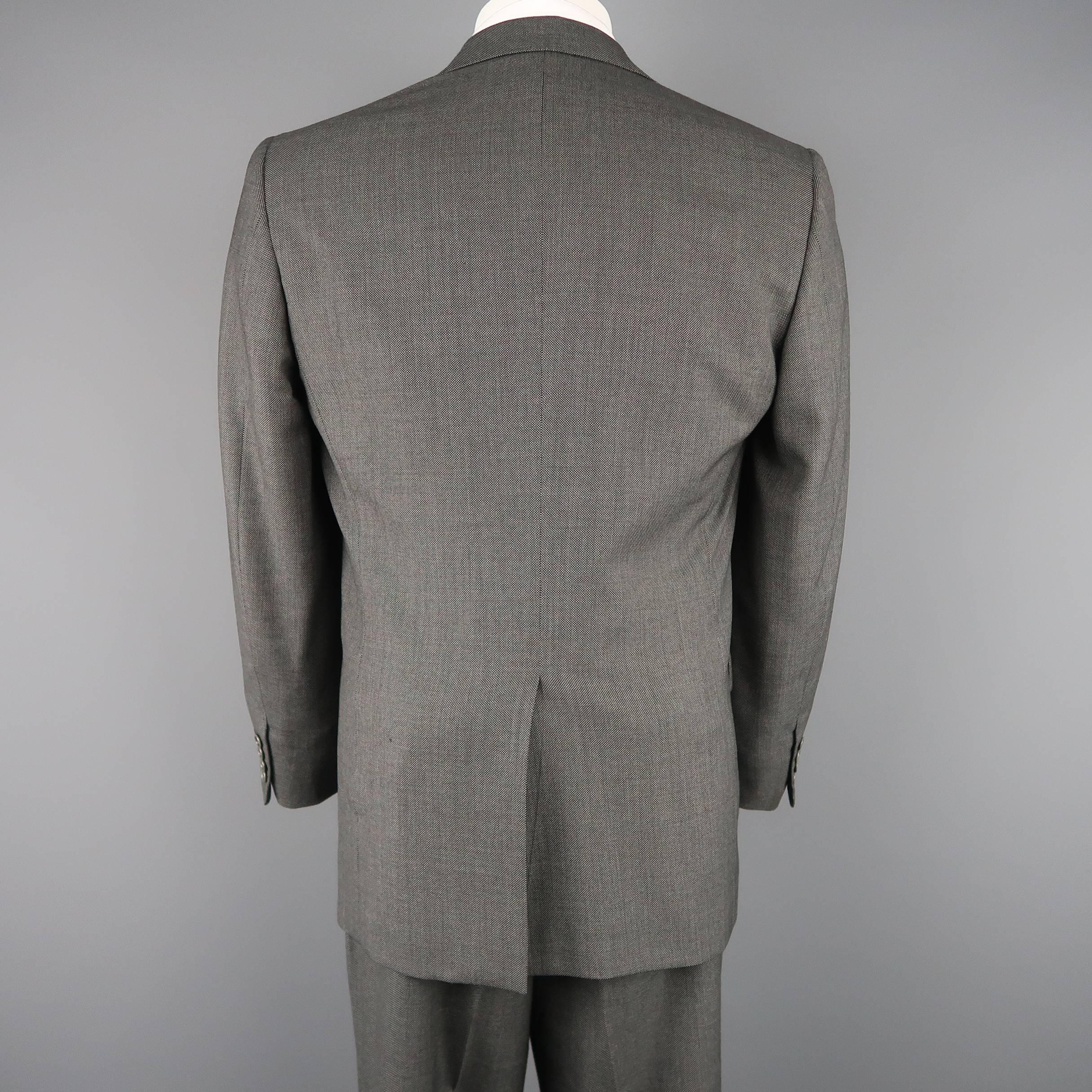 Gray Men's Vintage BRIONI 38 Charcoal Nailhead Wool Two Button Notch Lapel Suit