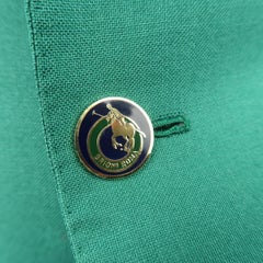 Vintage BRIONI 40 Green Cashmere Gold Enamel Button Sport Coat