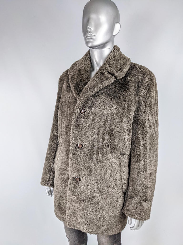 Mens Vintage Brown Faux Fur Coat, 1970s at 1stDibs snorkel coat 1970