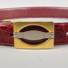 Men's Vintage D. FINE Size 30 Burgundy Textured Leather Gold Buckle Belt