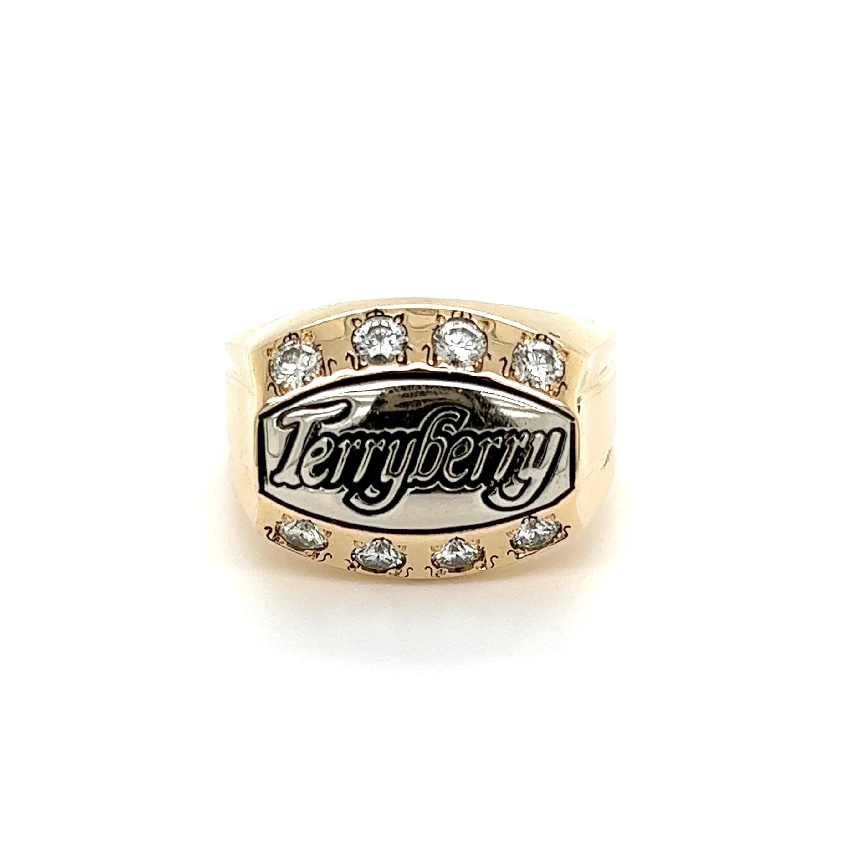 Herren Vintage Diamant TERRYBERRY Gold Klasse Ring (Rundschliff) im Angebot