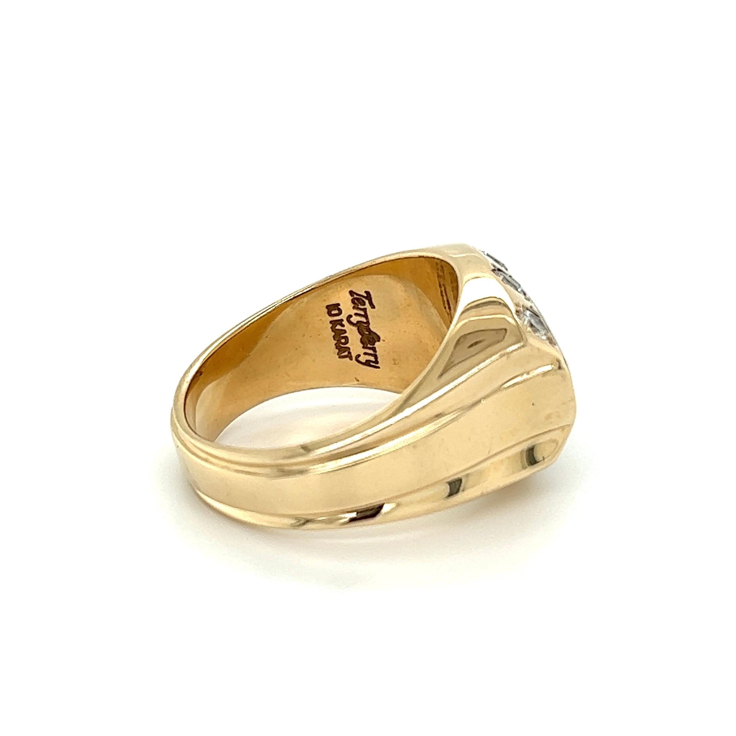 Herren Vintage Diamant TERRYBERRY Gold Klasse Ring im Zustand „Hervorragend“ im Angebot in Montreal, QC