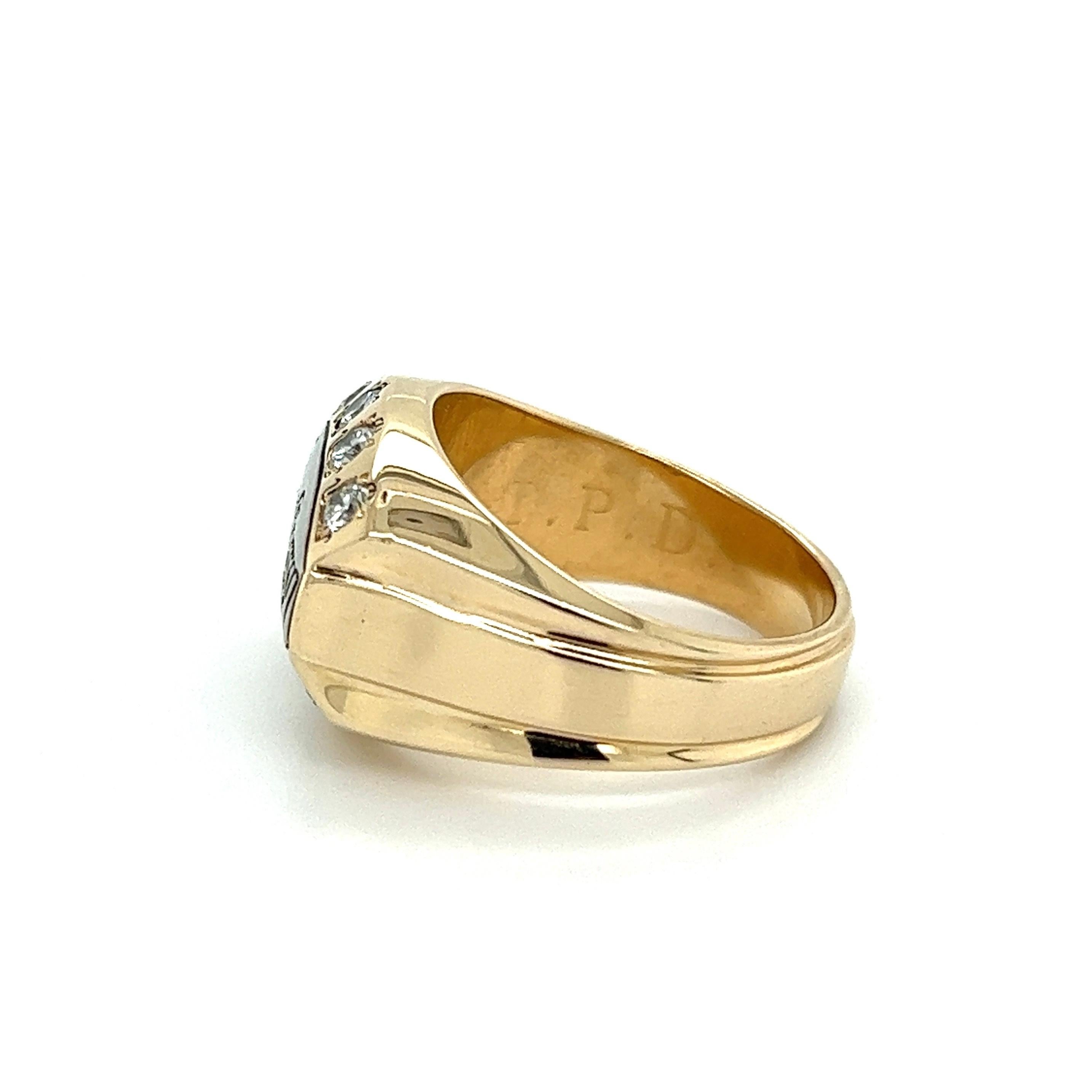 Round Cut Men's Vintage Diamond TERRYBERRY Gold Class Ring For Sale