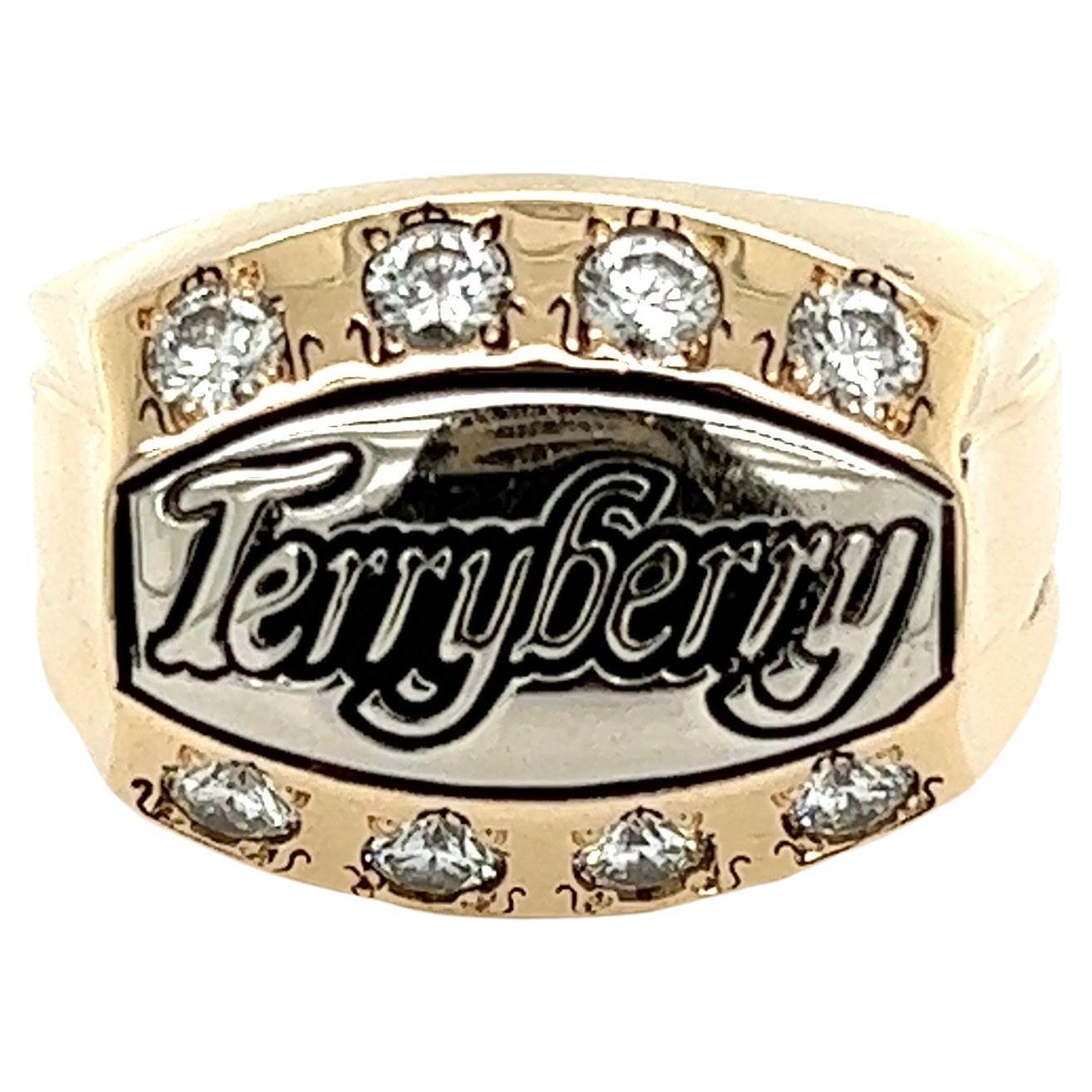Men's Vintage Diamond TERRYBERRY Gold Class Ring For Sale