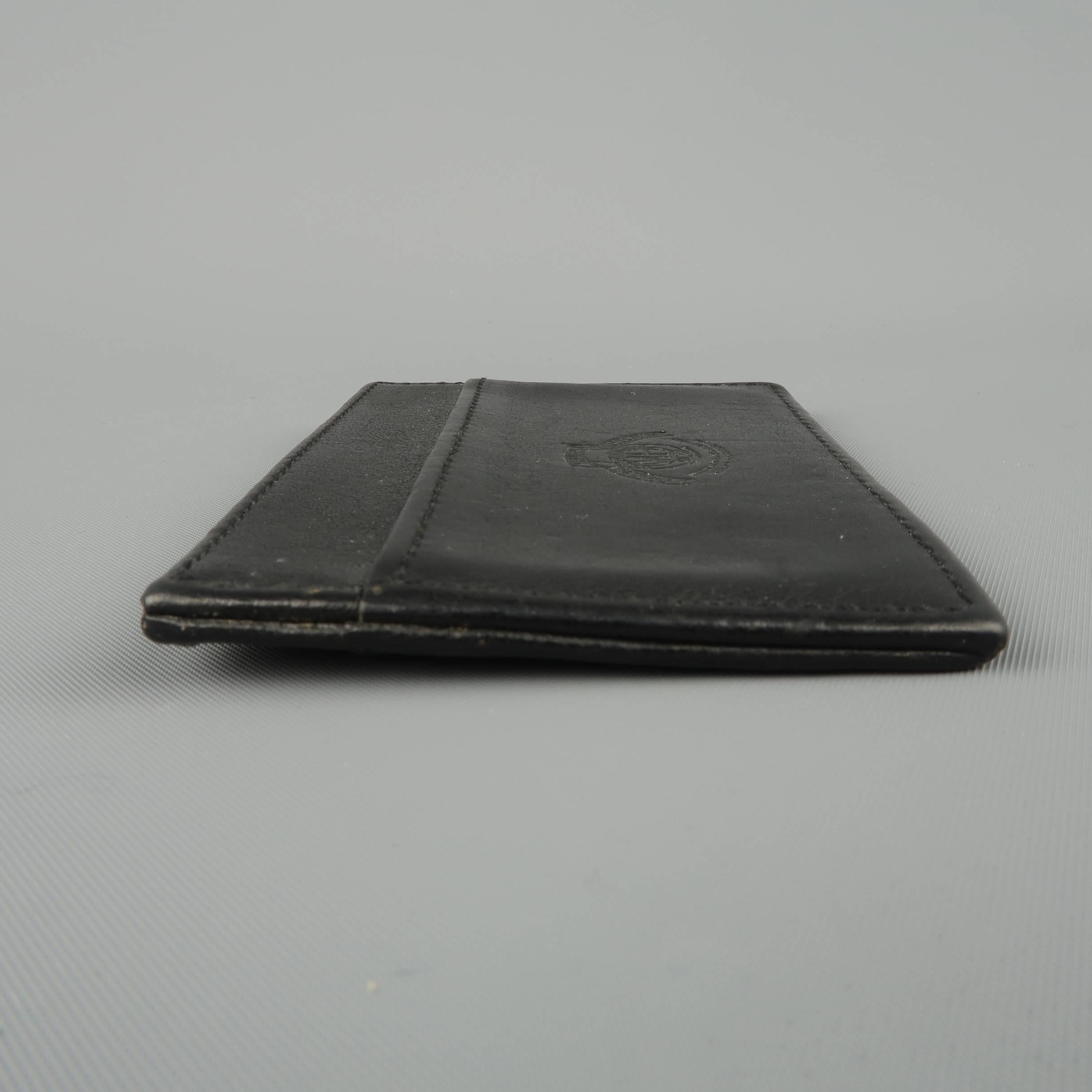 Ghurka Vintage Men's Black Leather Embossed Card Case In Fair Condition In San Francisco, CA