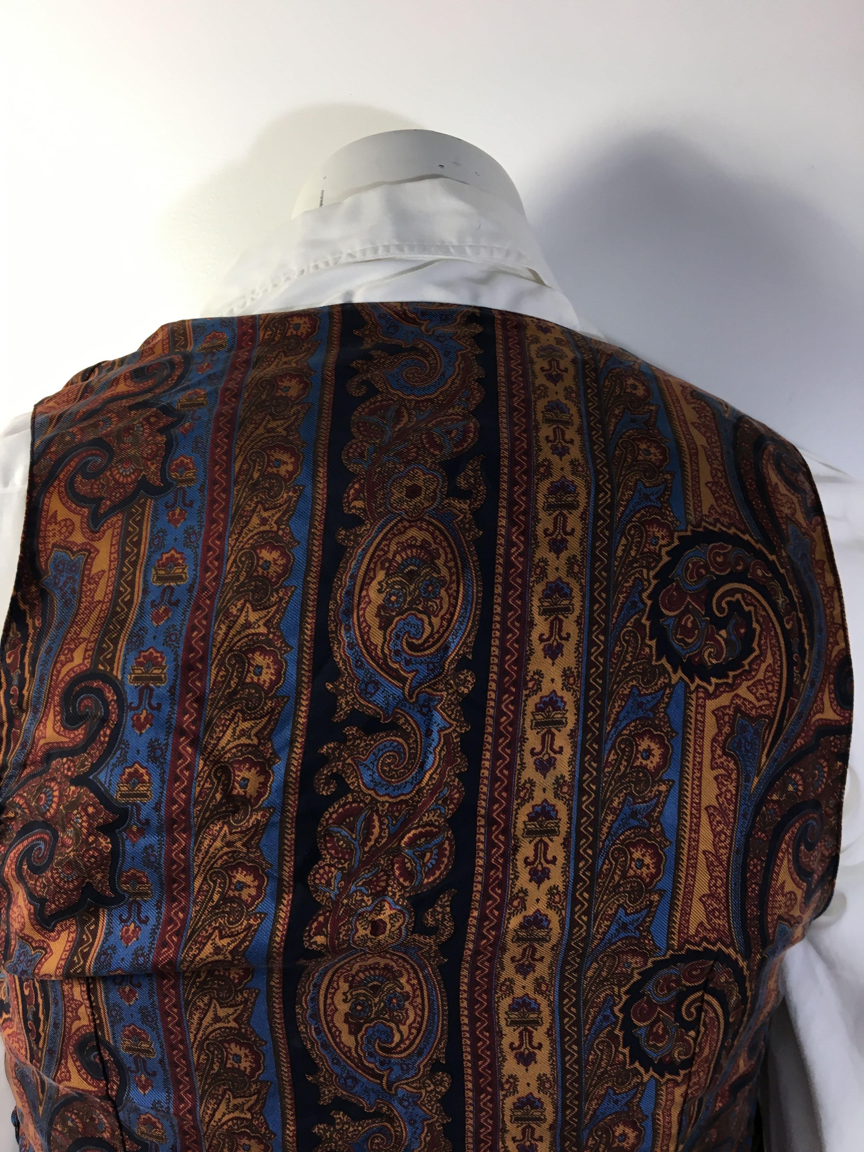 Black Mens Vintage Hermes Silk Paisley Vest