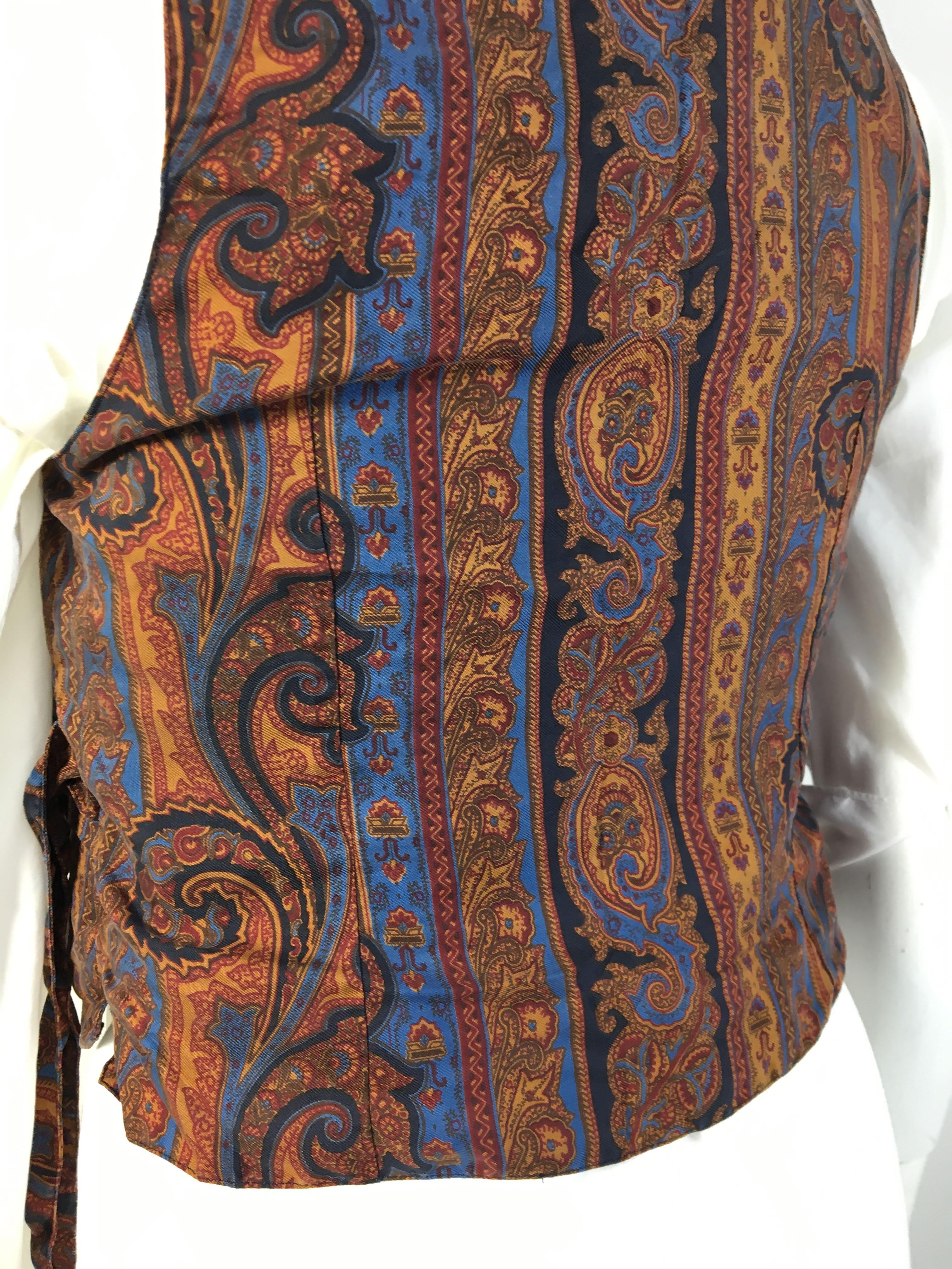 Men's Mens Vintage Hermes Silk Paisley Vest
