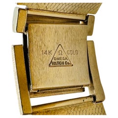 Men's Vintage Omega 14 Karat Yellow Gold Rectangular Wristwatch
