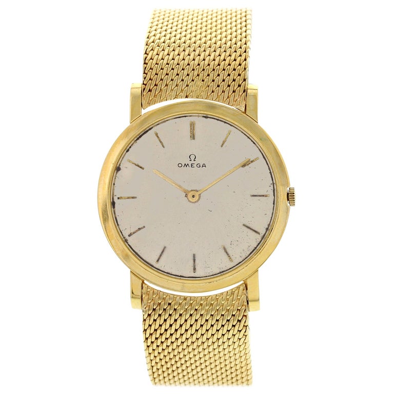 Men's Vintage Omega 18 Karat Yellow Gold Watch For Sale at 1stDibs ...