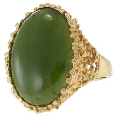 Men's Vintage Oval Jade Ring in 14KT Yellow Gold