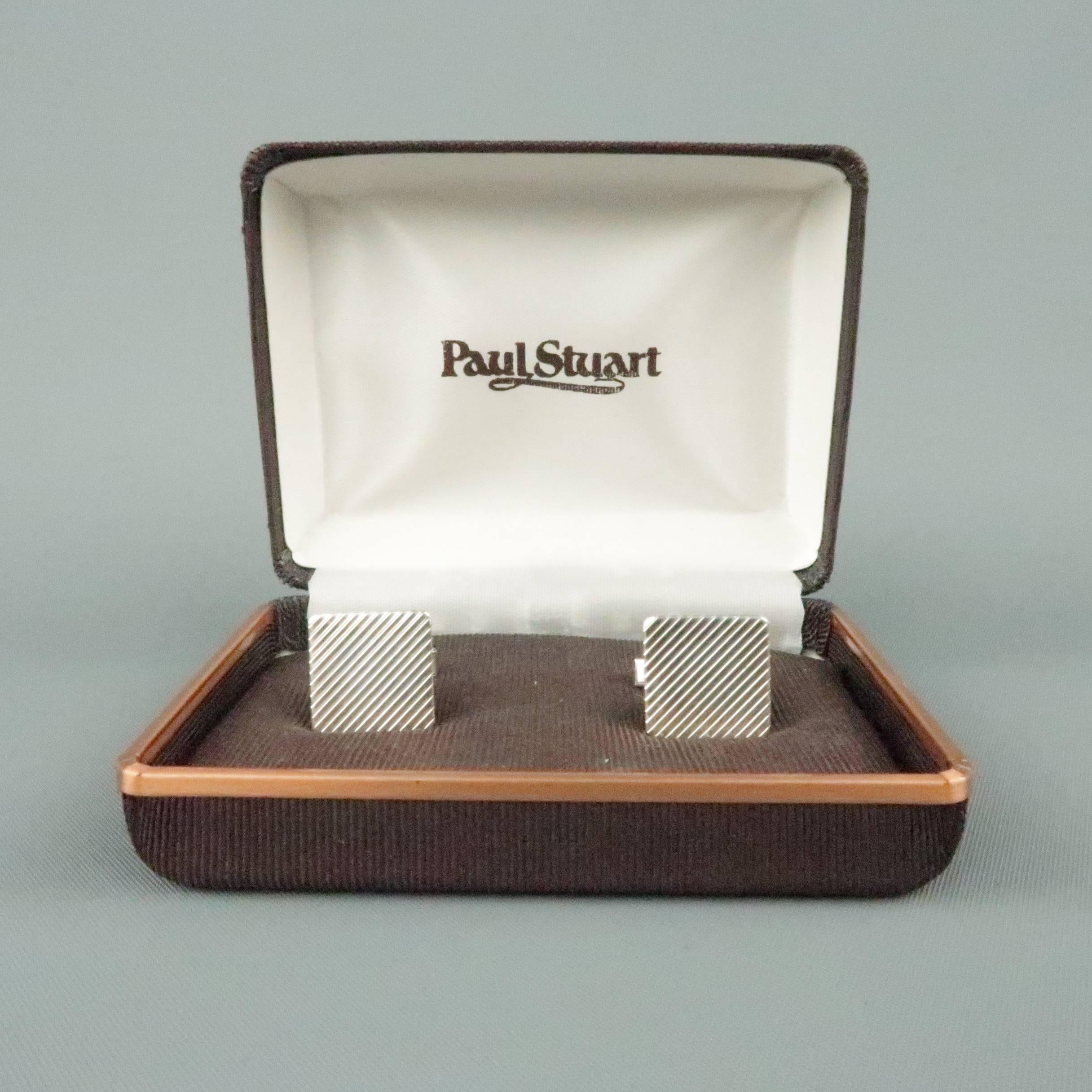 Paul Stuart Men's Vintage Sterling Silver Square Cuff Links In Good Condition In San Francisco, CA