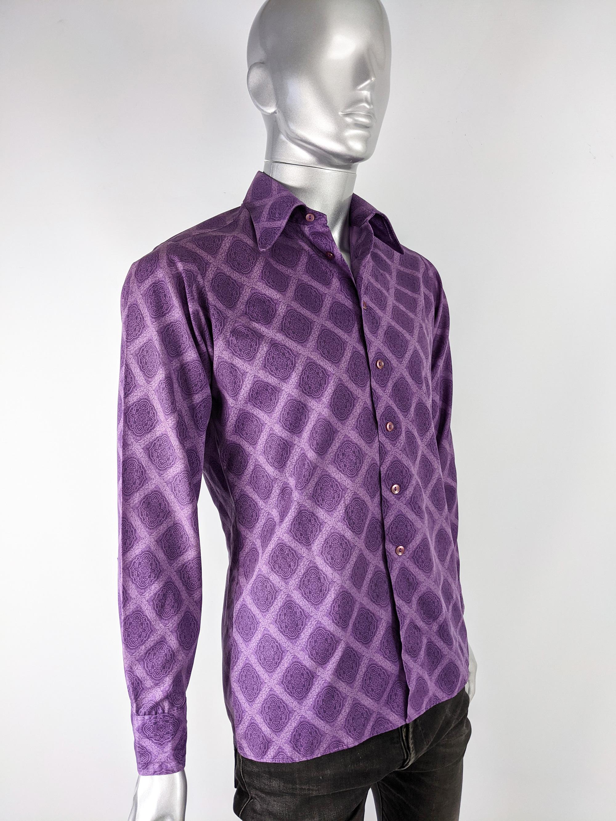 Men's Mens Vintage Purple Mod Fashion Shirt, 1970s