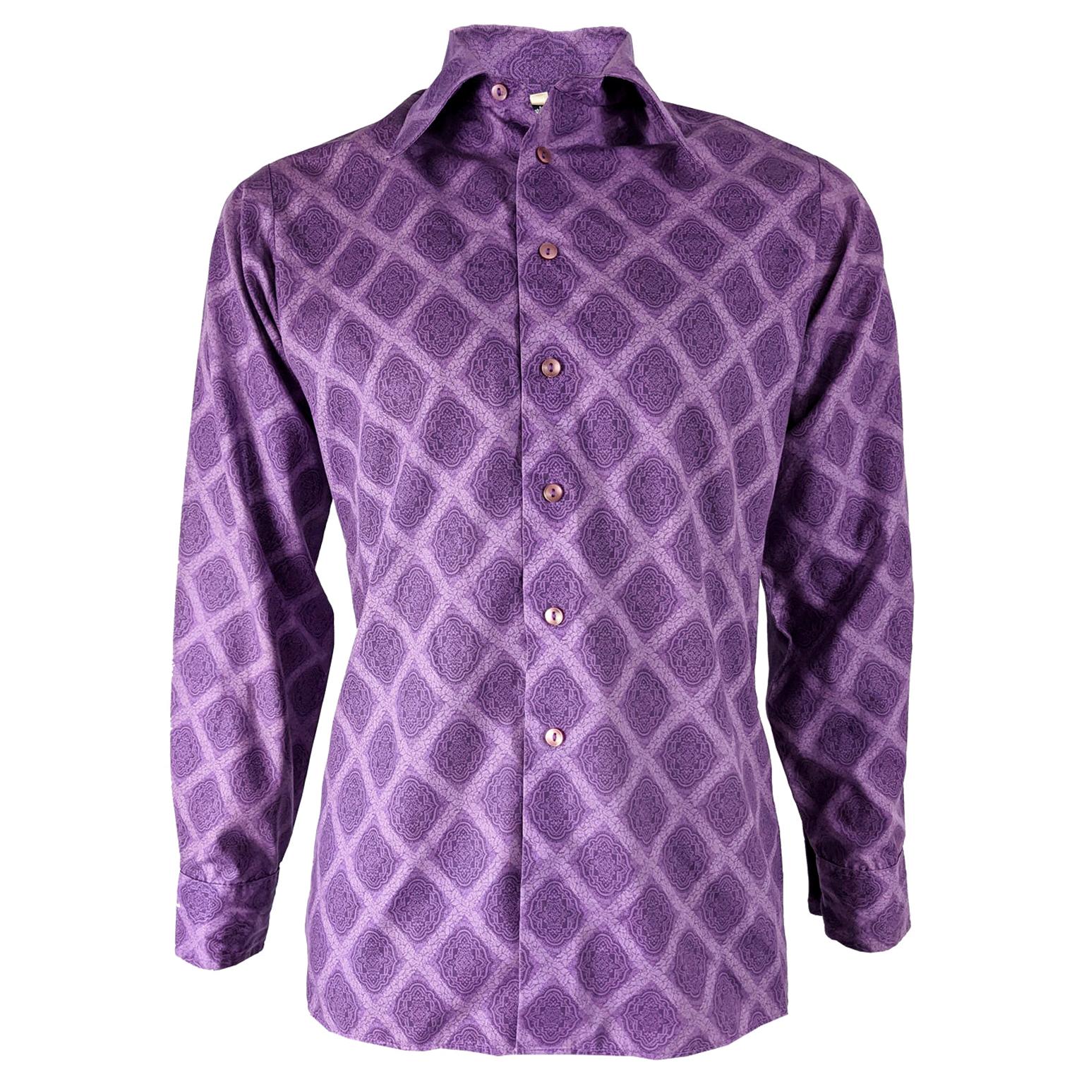 Mens Vintage Purple Mod Fashion Shirt, 1970s
