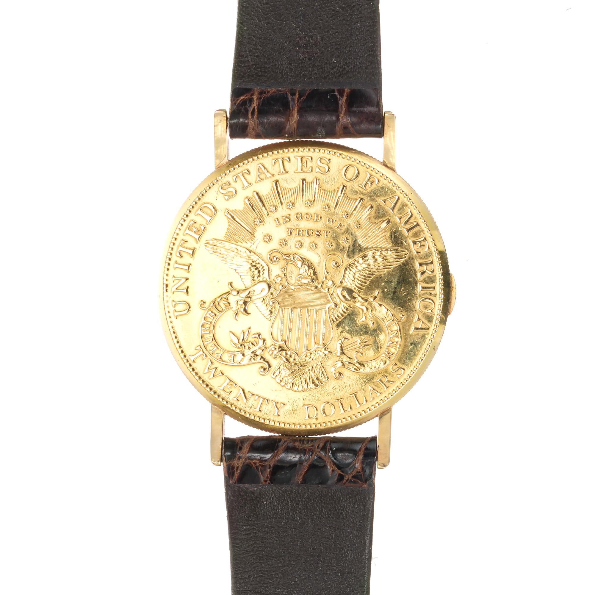 Men's Vintage US Gold Coin Wristwatch  For Sale 1