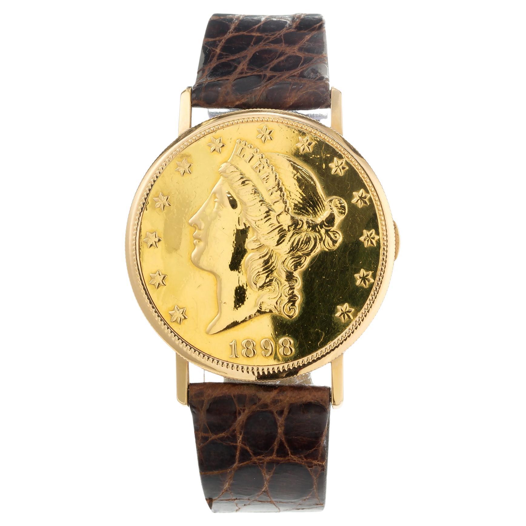 Men's Vintage US Gold Coin Wristwatch  For Sale