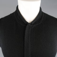 Men's Vintage YOHJI YAMAMOTO L Black Knitted Cotton Blend Zip Vest
