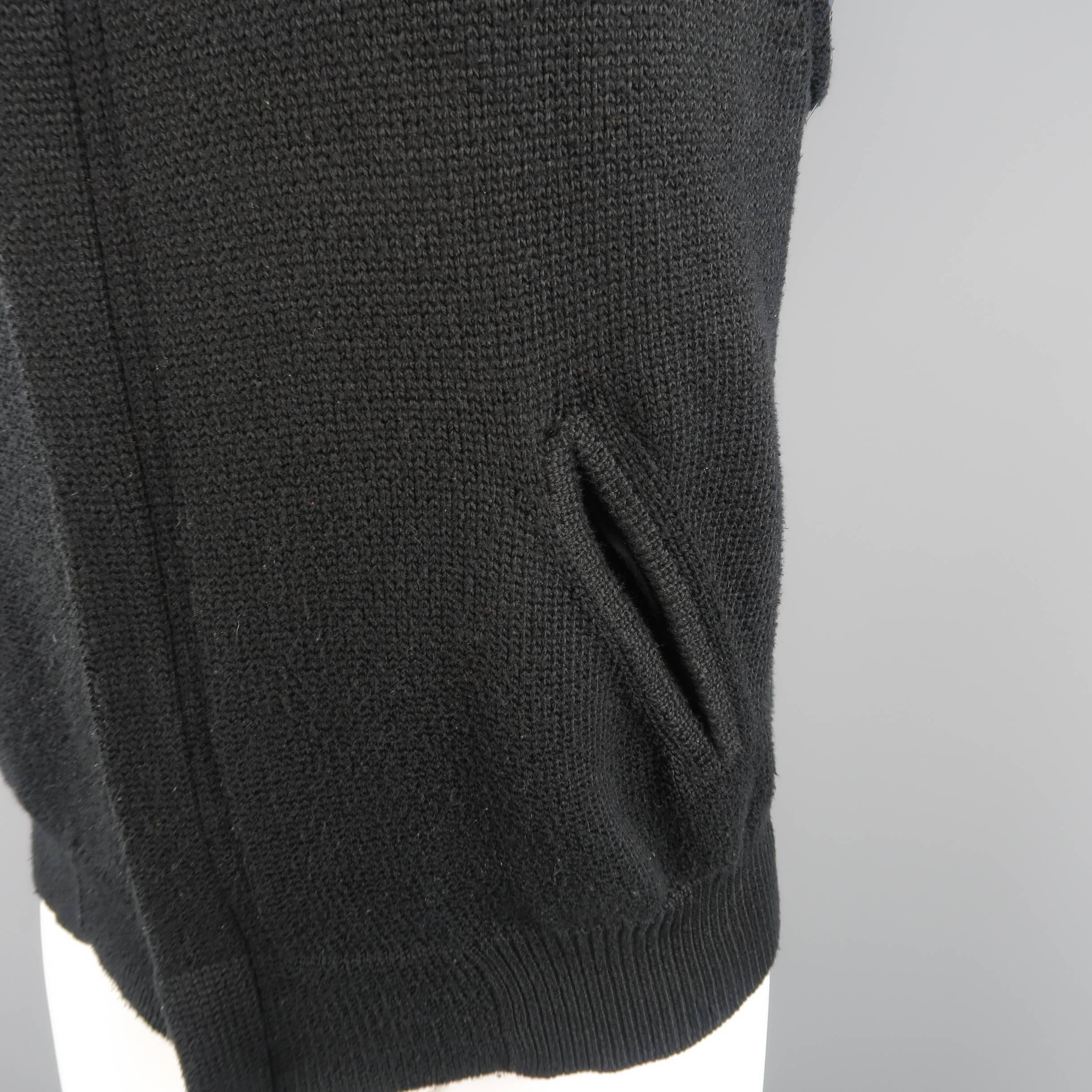 Men's Vintage YOHJI YAMAMOTO L Black Knitted Cotton Blend Zip Vest In Fair Condition In San Francisco, CA