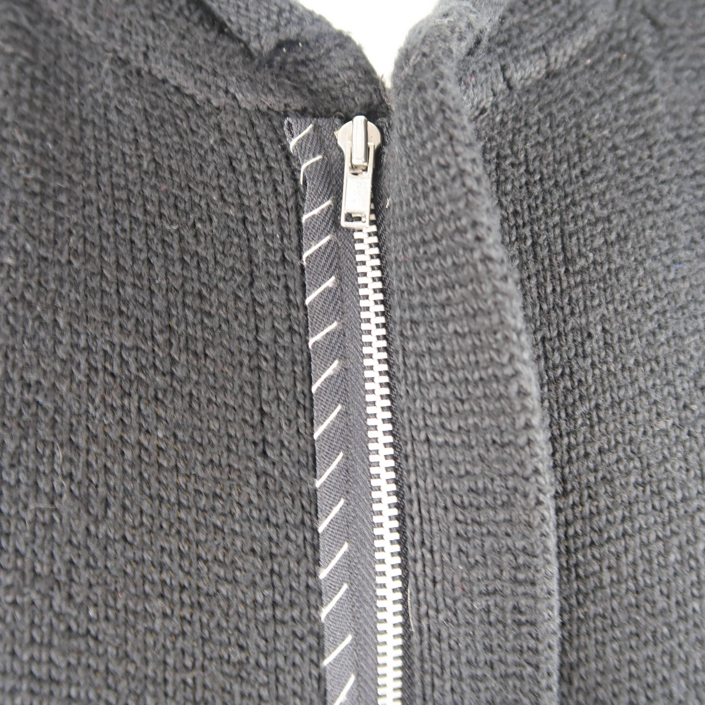 Men's Vintage YOHJI YAMAMOTO L Black Knitted Cotton Blend Zip Vest 1