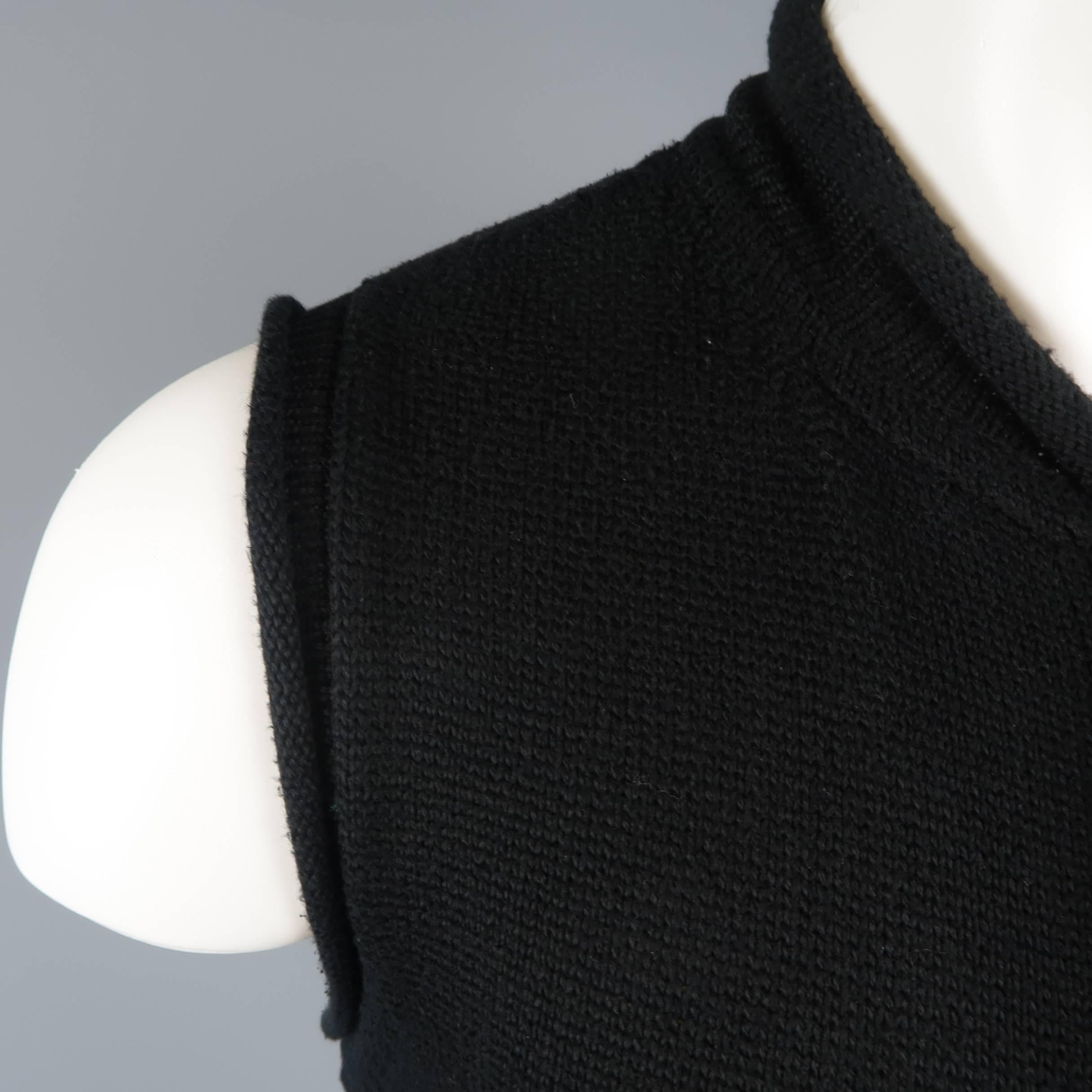 Men's Vintage YOHJI YAMAMOTO L Black Knitted Cotton Blend Zip Vest 2