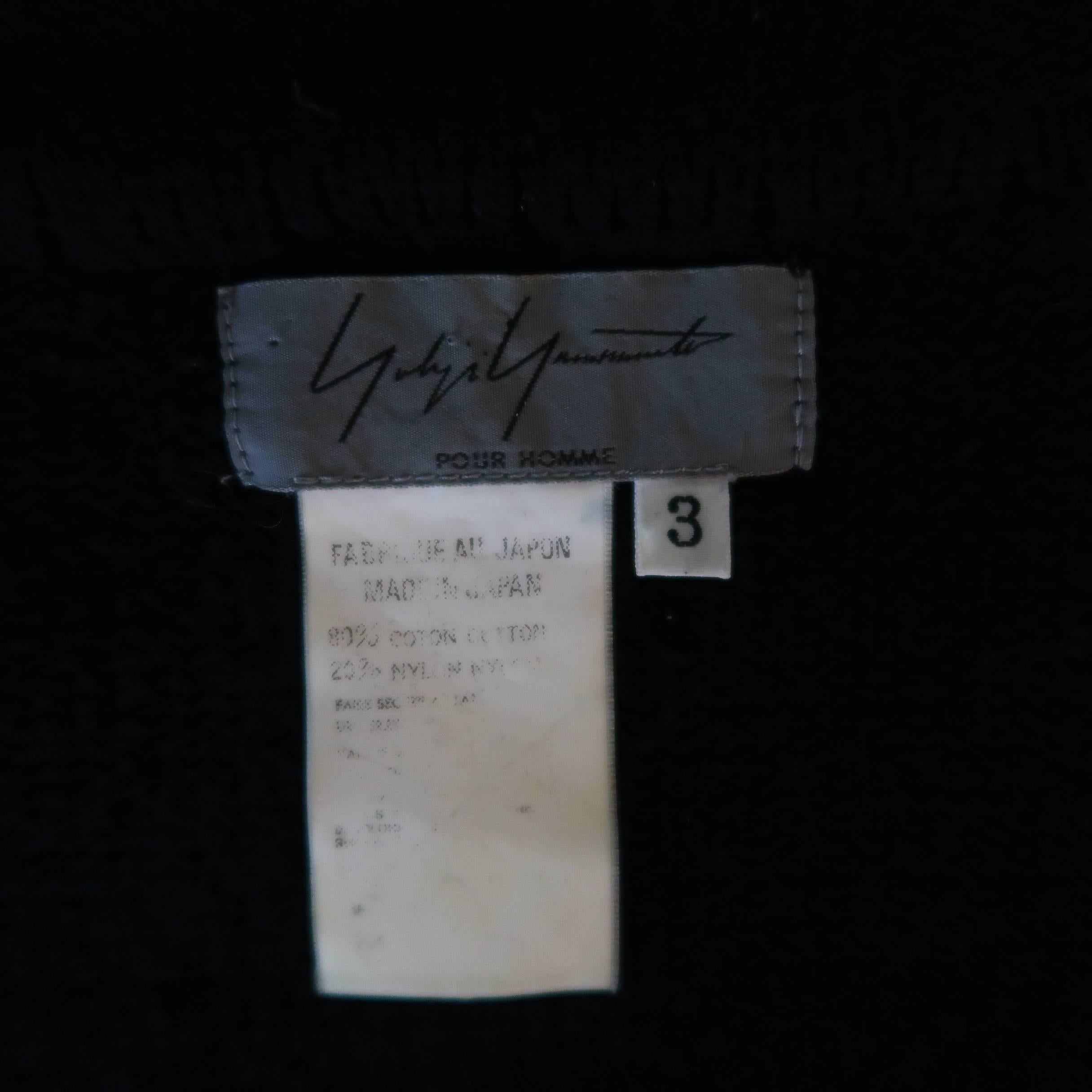 Men's Vintage YOHJI YAMAMOTO L Black Knitted Cotton Blend Zip Vest 4