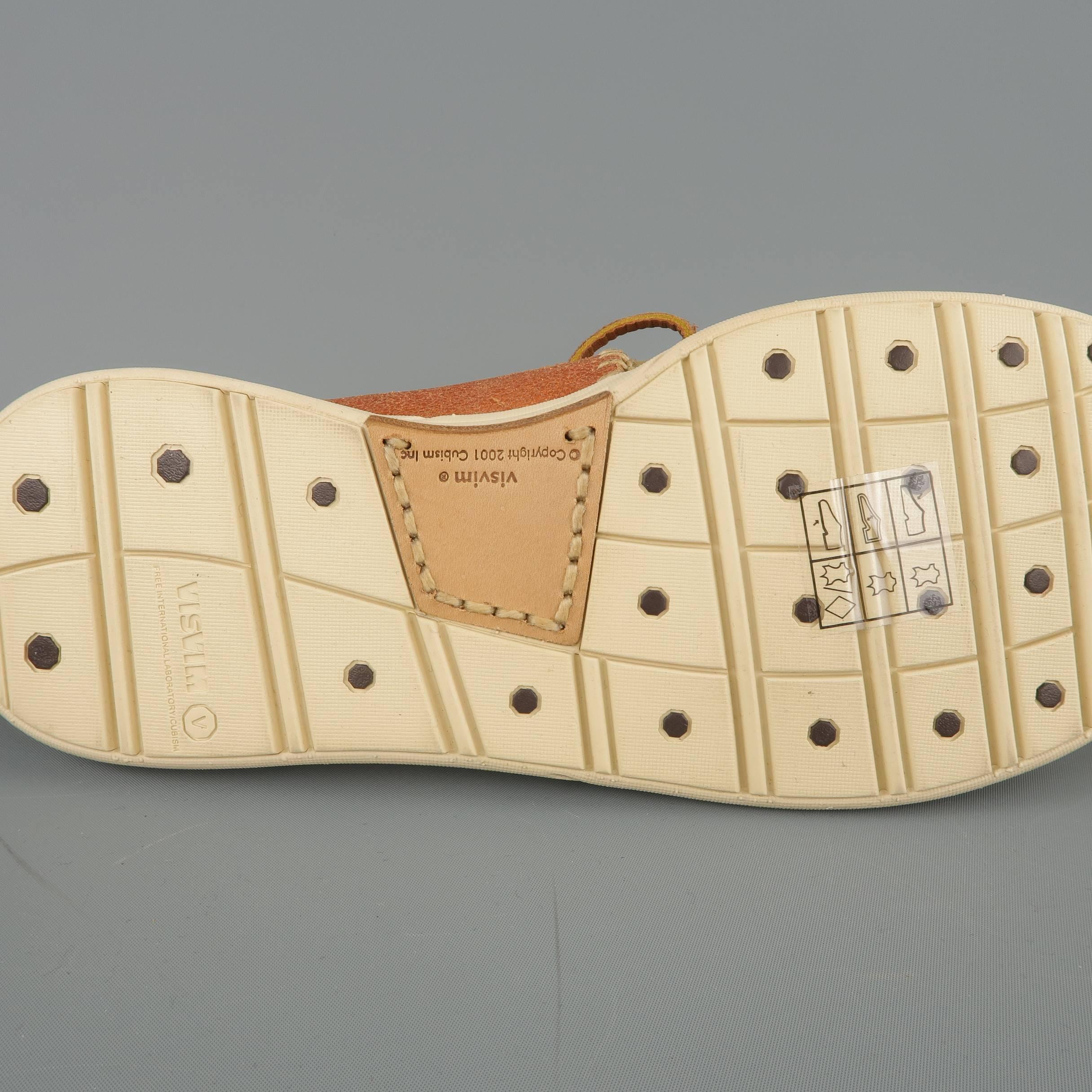 Men's VISVIM Size 9.5 Orange Metallic Leave & Taupe Suede Huron Boot Sneakers 3