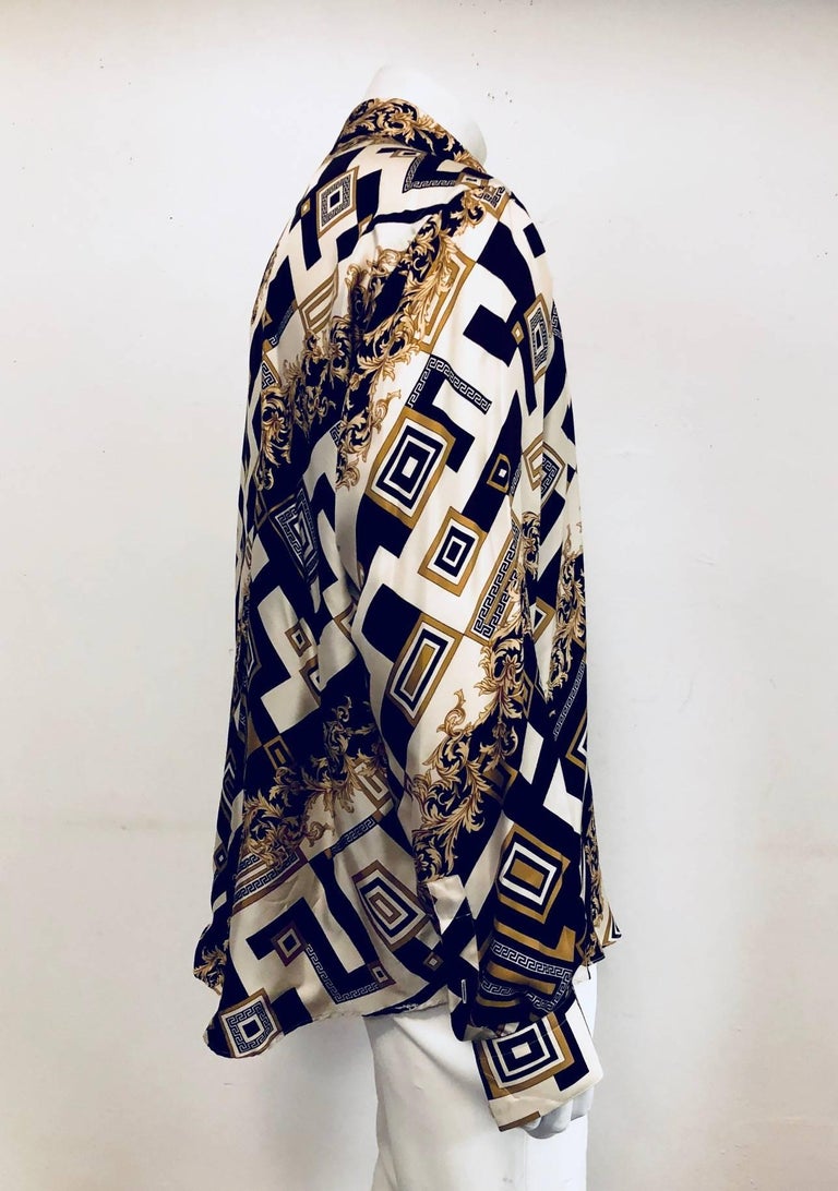 Men's Vivacious Vintage Versace Classic Silk Shirt, ca 1990's Sz XXXL