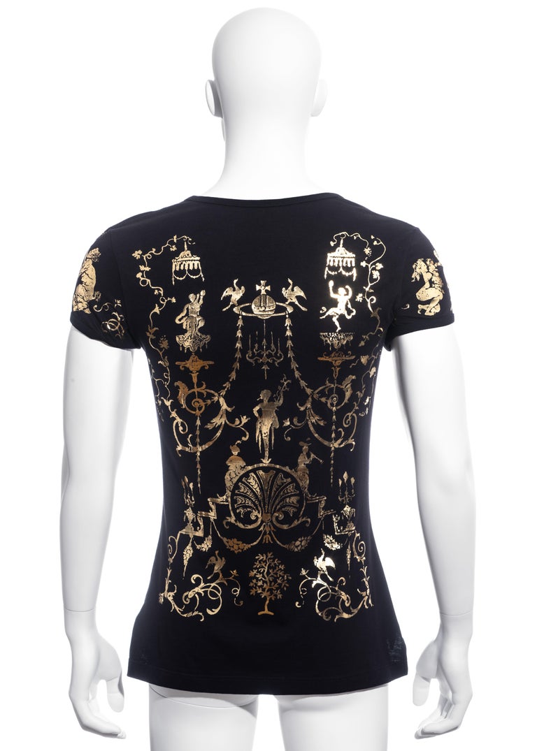 Men''s Vivienne Westwood black cotton t-shirt with metallic gold print, fw  1990 For Sale at 1stDibs | vivienne westwood tee, vivienne westwood black  top, black and gold t-shirt men's designer