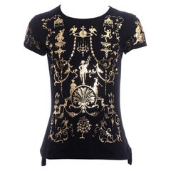 Men's Vivienne Westwood black cotton t-shirt with metallic gold print, fw 1990