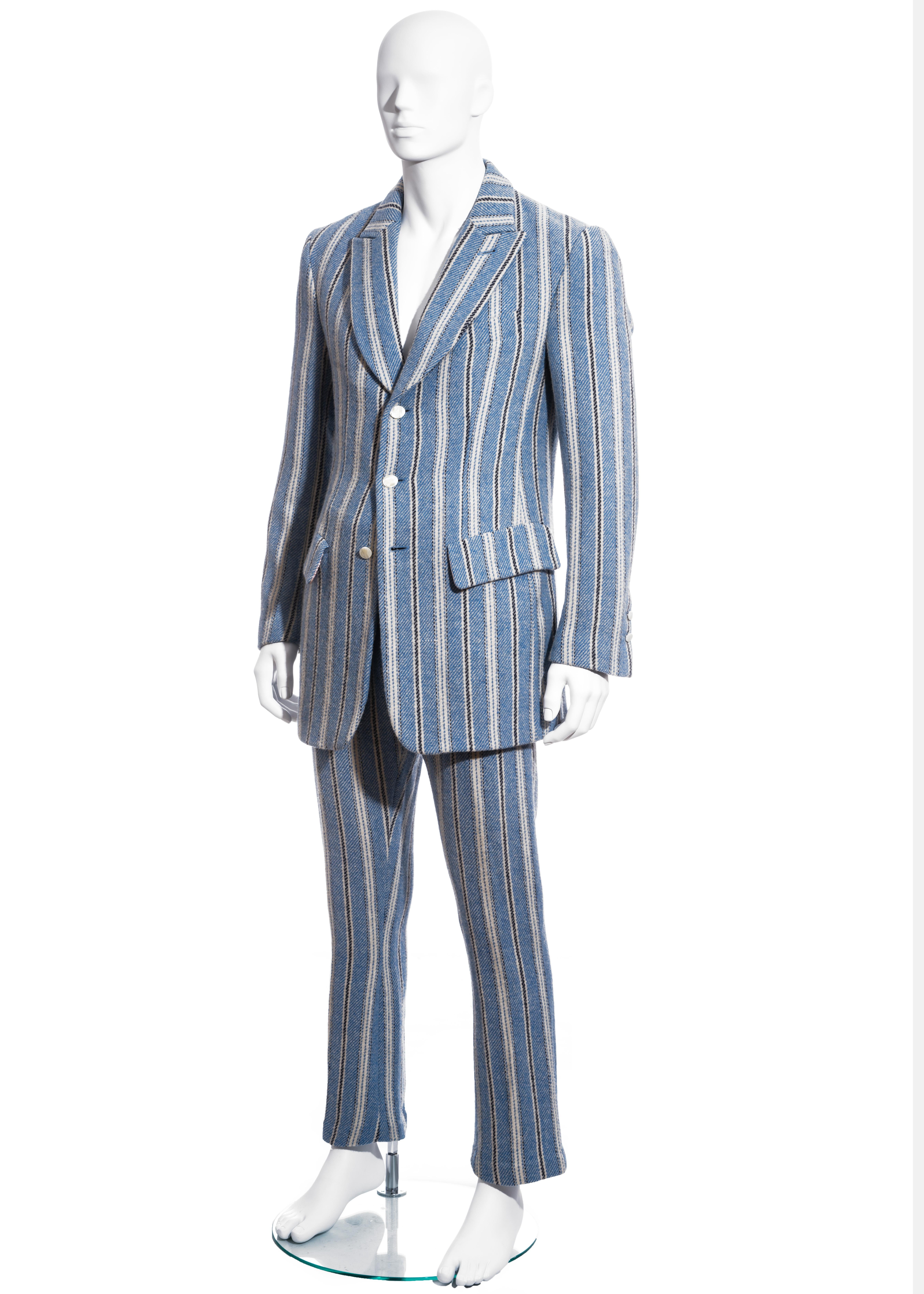 Gray Men's Vivienne Westwood blue striped Harris Tweed suit, fw 1996 For Sale