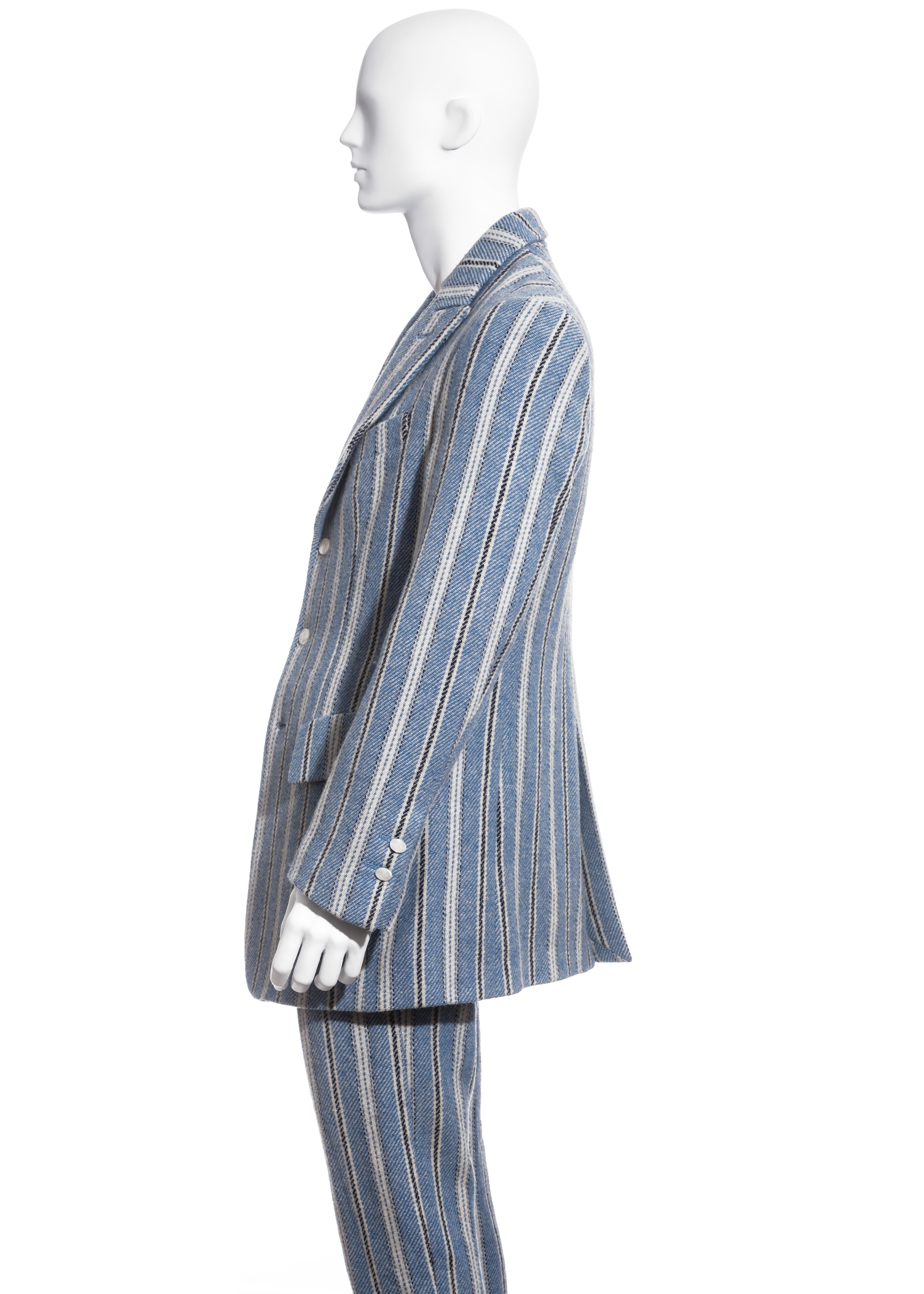 Men's Vivienne Westwood blue striped Harris Tweed suit, fw 1996 In Excellent Condition For Sale In London, GB
