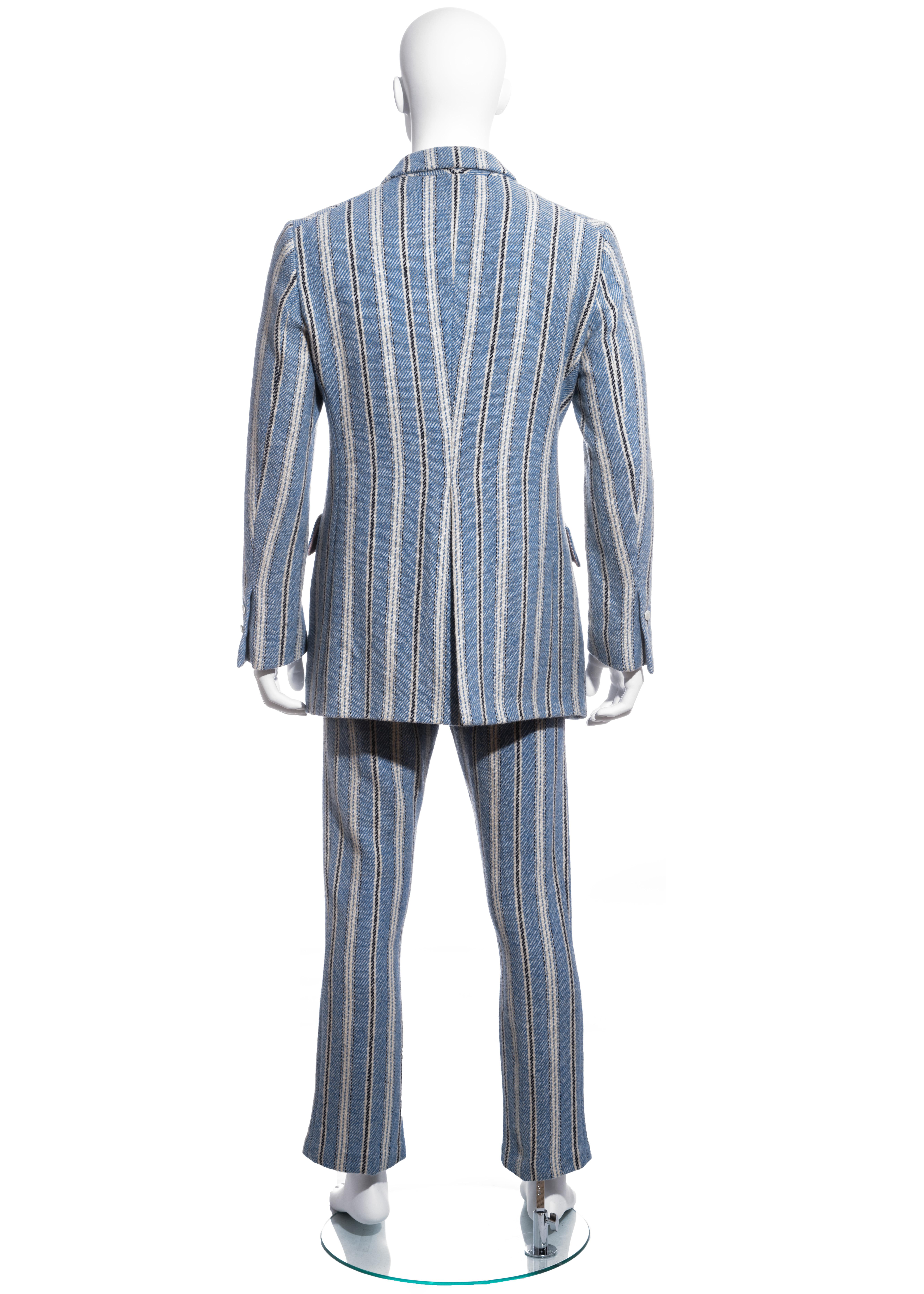 Men's Vivienne Westwood blue striped Harris Tweed suit, fw 1996 For Sale 1