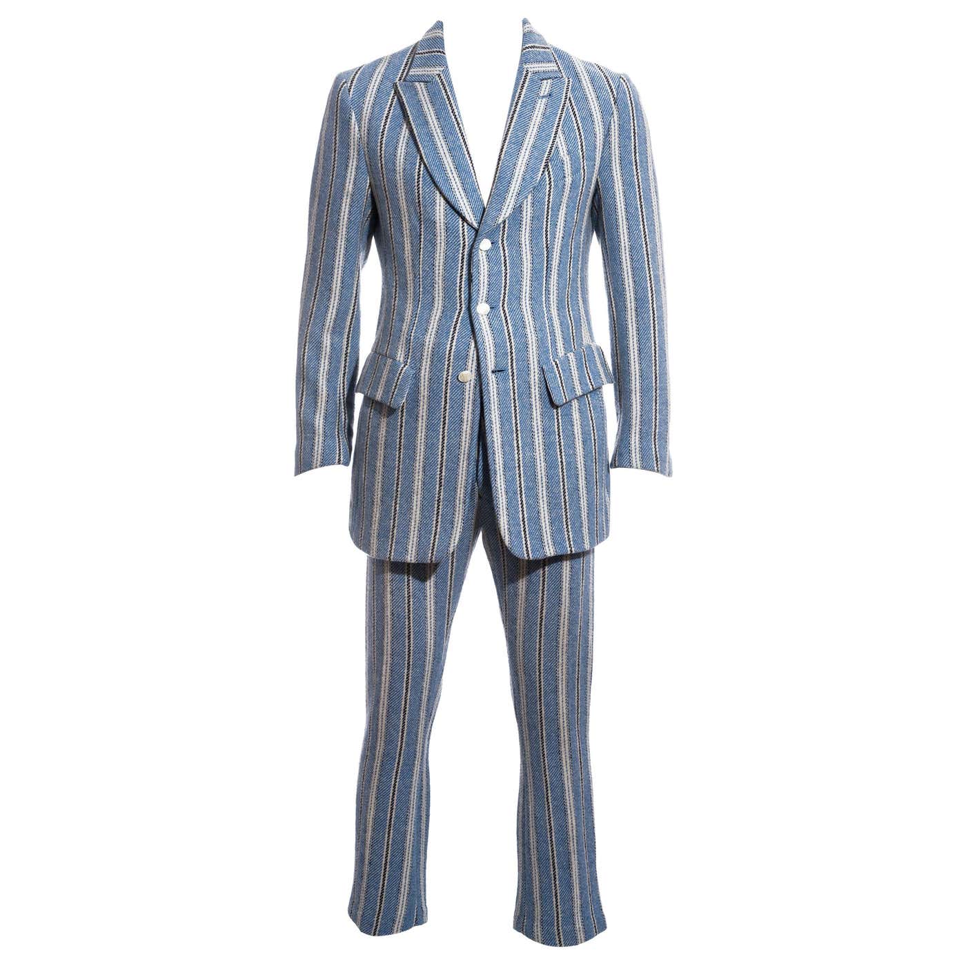 Men's Vivienne Westwood blue striped Harris Tweed suit, fw 1996 For ...