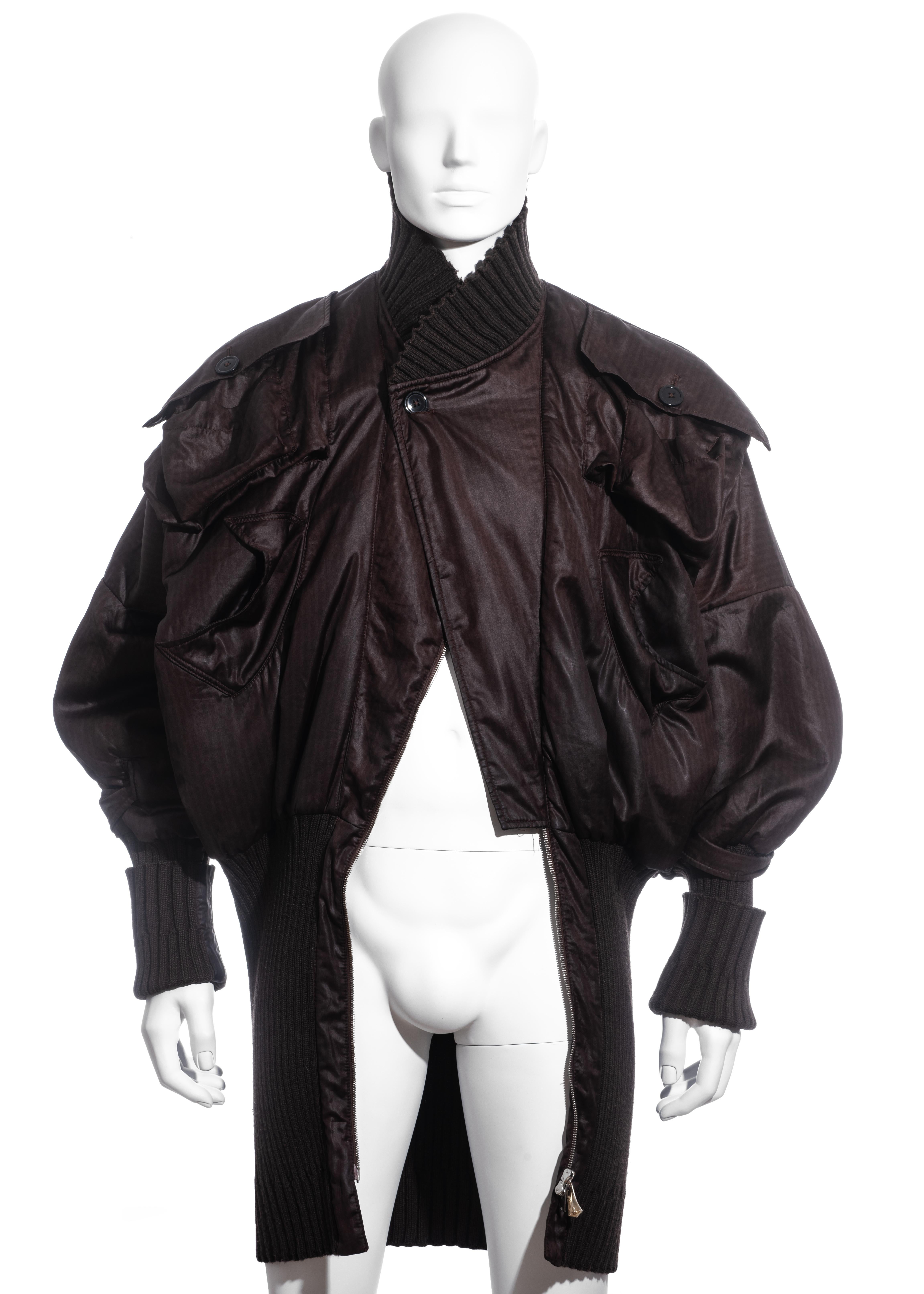 Men's Vivienne Westwood brown nylon and wool bomber jacket, fw 2003 at ...