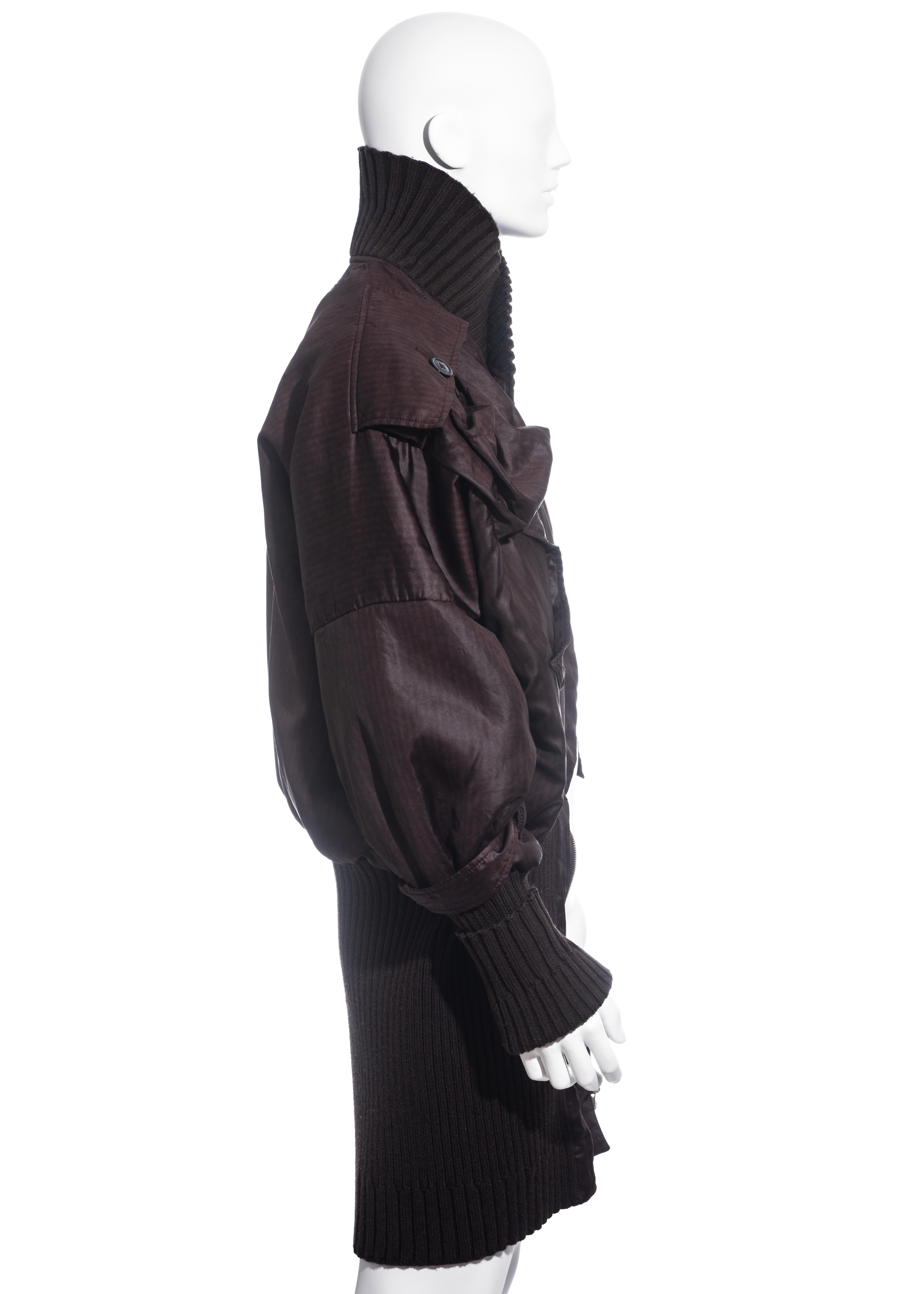 Black Men's Vivienne Westwood brown nylon and wool bomber jacket, fw 2003