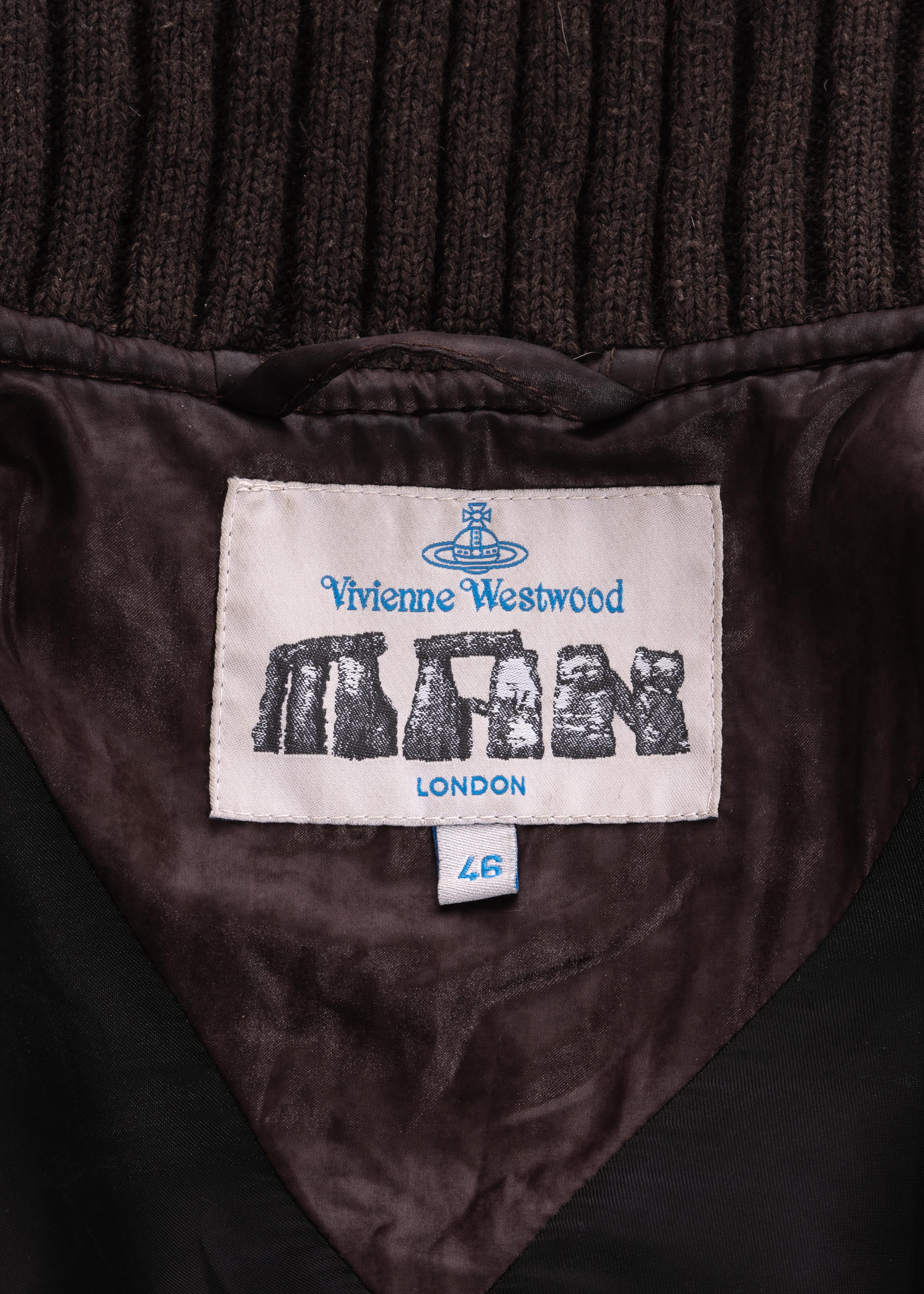 Men's Vivienne Westwood brown nylon and wool bomber jacket, fw 2003 1
