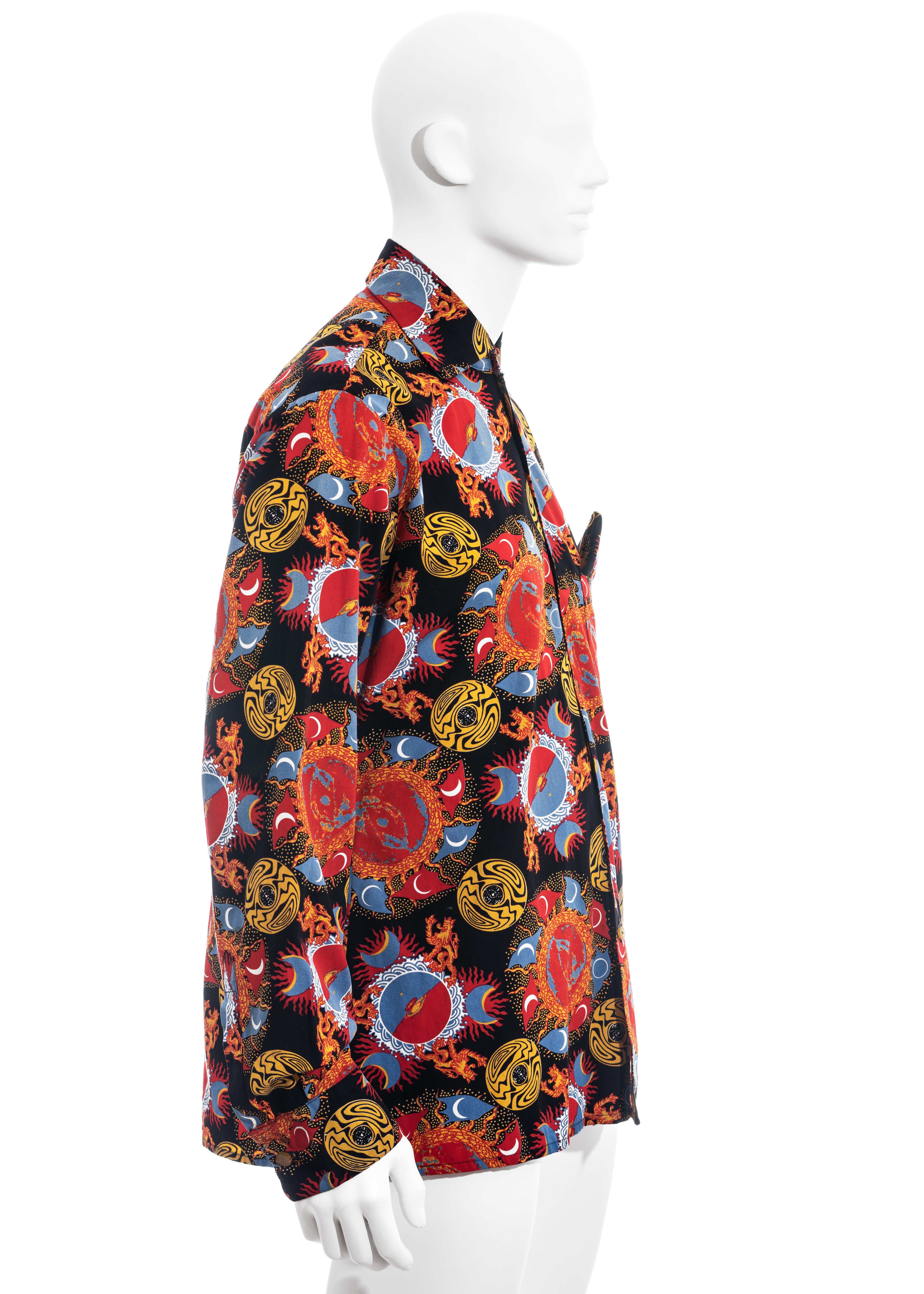 Black Men's Vivienne Westwood galaxy print cotton shirt and pocket square, ss 1988