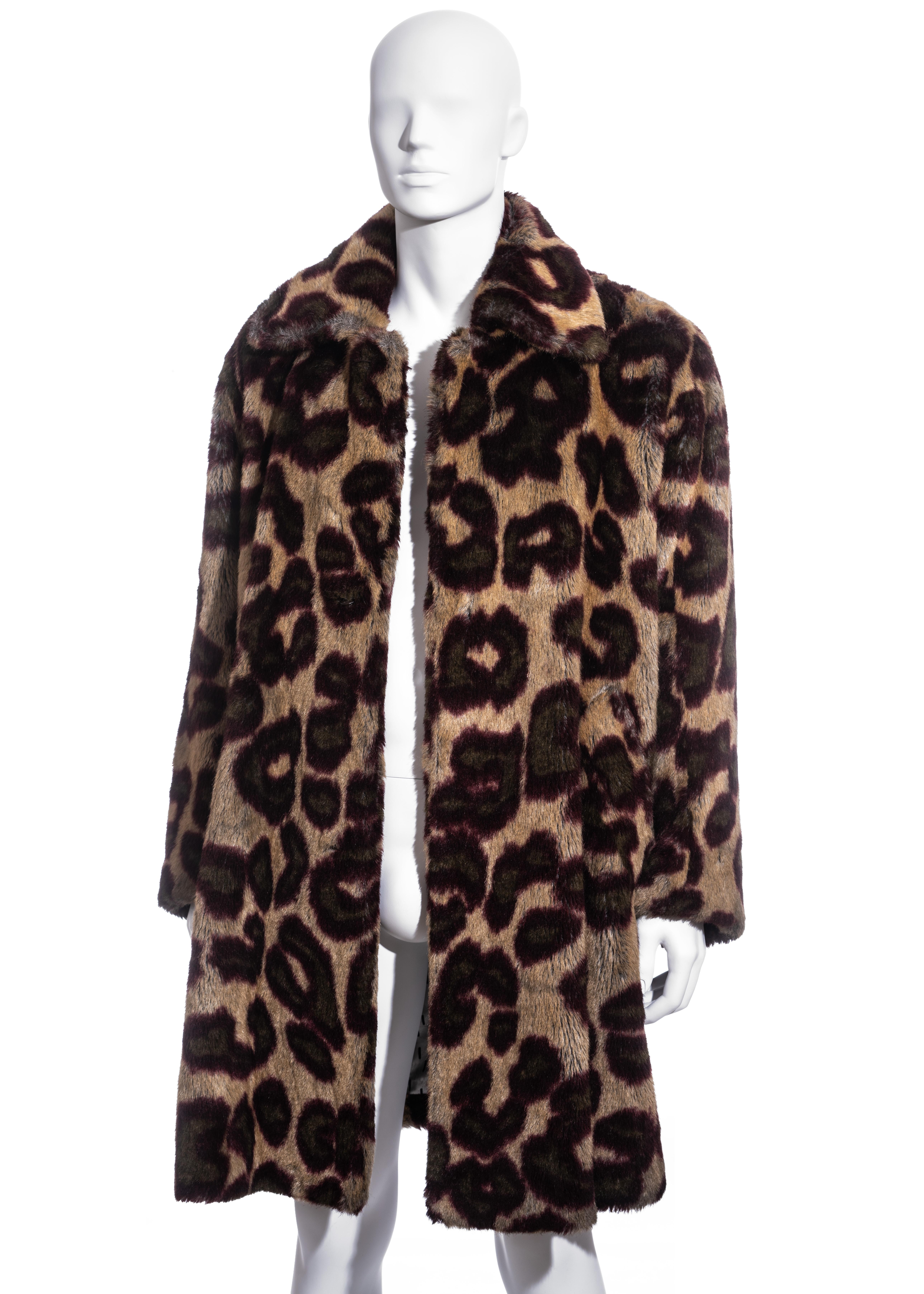 Men's Unisex Vivienne Westwood leopard print faux fur coat, fw 1998 For Sale