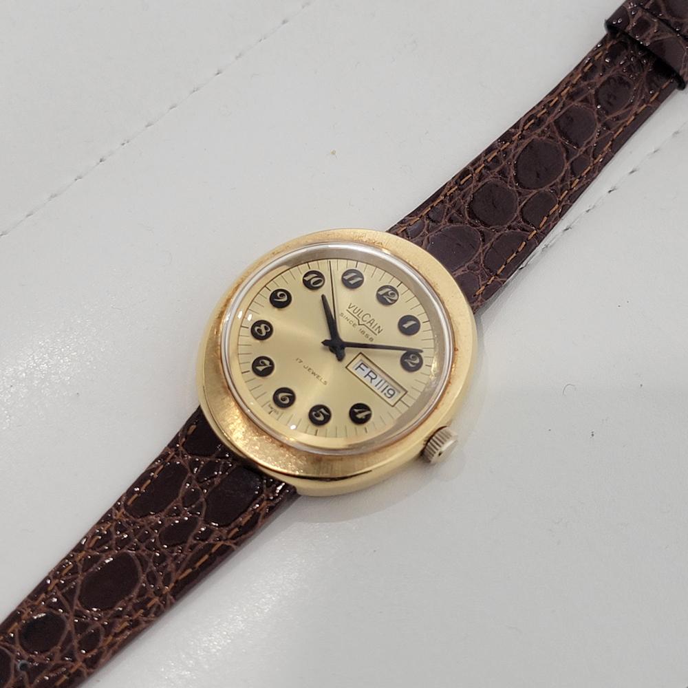Herren Vulcain Ref 45325 Tagesdatum 38mm Handaufzugs-Uhr 1970er Jahre Vintage JM24 3