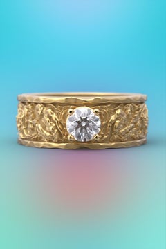 Men's Wedding Band: 18k Gold with Natural Half-Carat Diamond, made in Italy ring